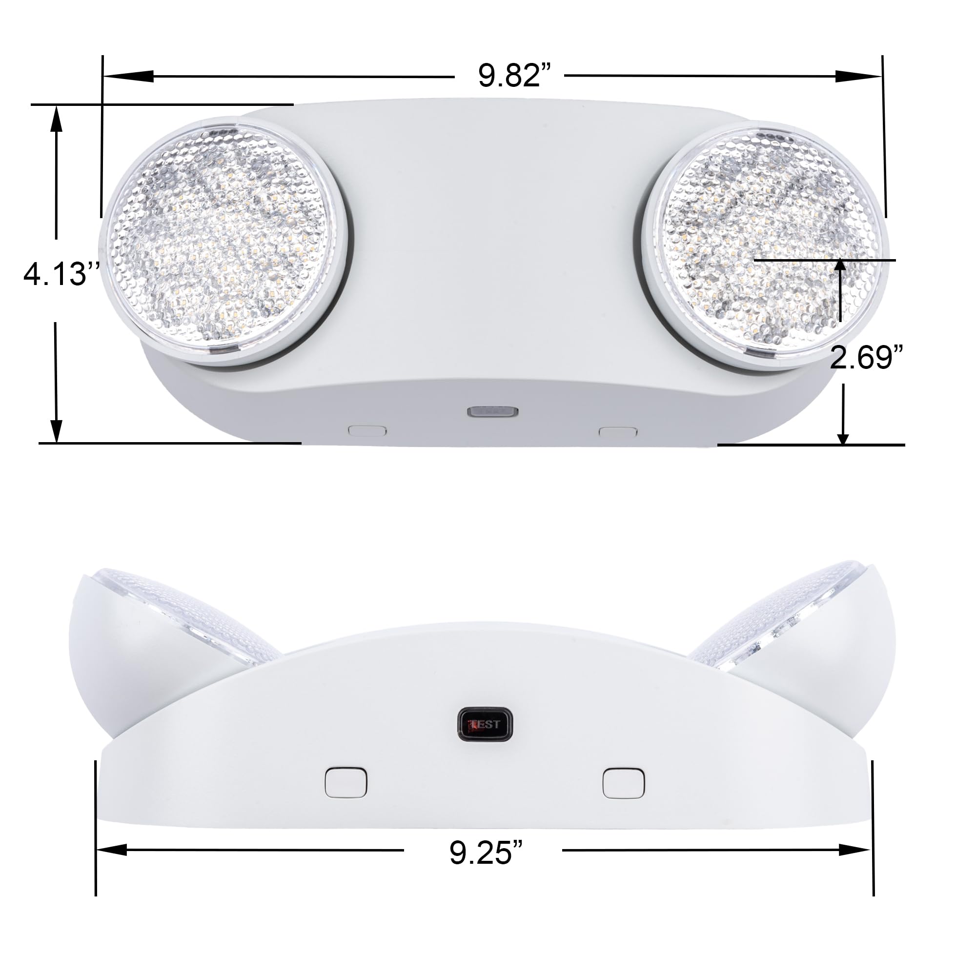 GRUENLICH LED Emergency Light, Battery Backup, 2 Adjustable Heads, Hardwired, AC 120-277V, 4-Pack, White, Model GR-EL012-4PK