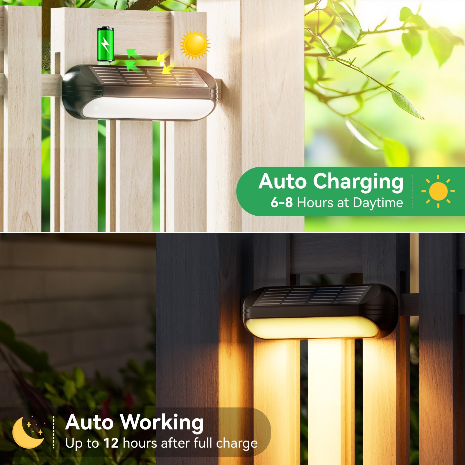 Ahaorigin Solar Outdoor Lights For Deck 4 Pack, Upgraded Rgb Solar Fence Lights With Color Changing & Warm White Mode, Waterproo