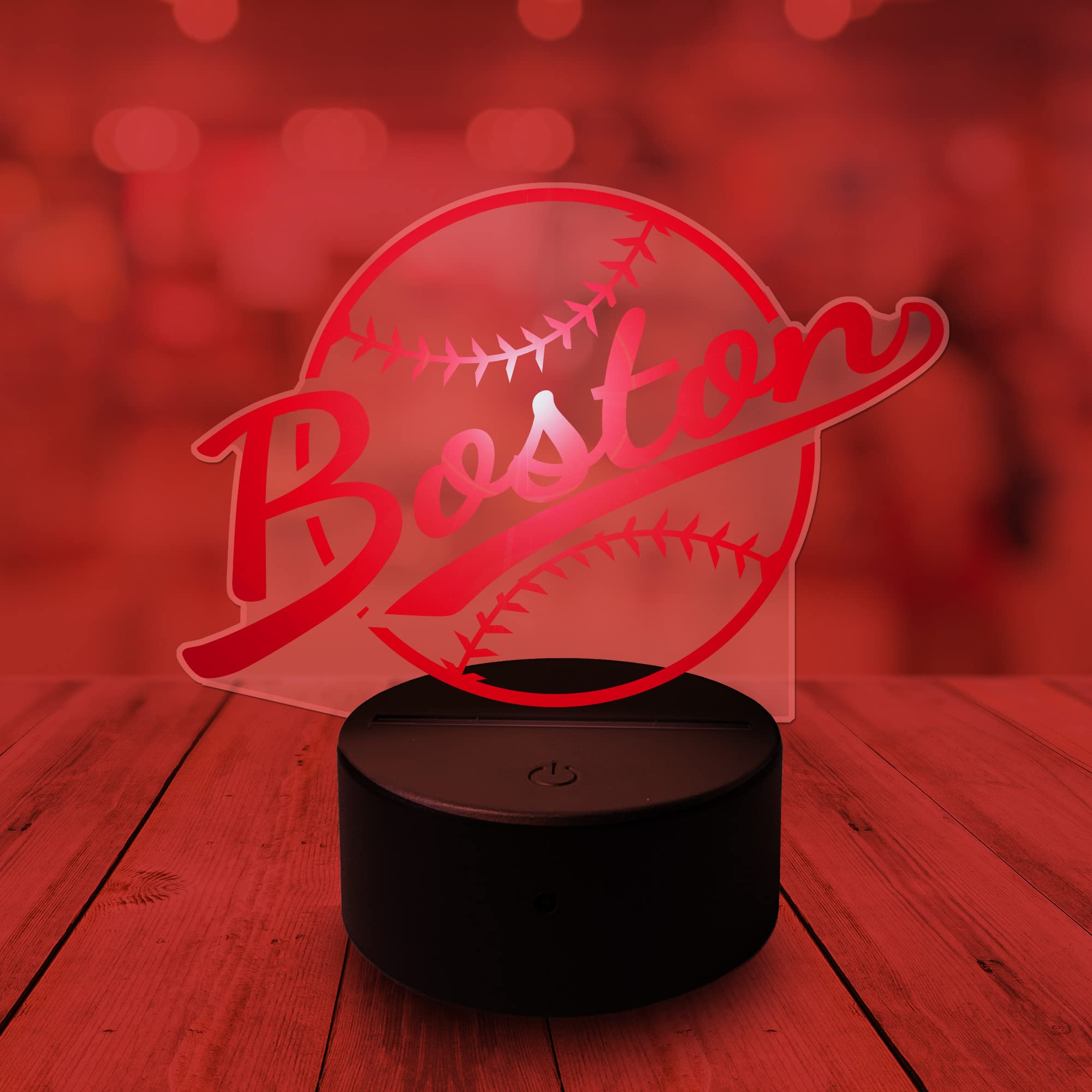 Clorurbanlive 3D Baseball Boston Night Light 3D Illusion Lamp For Boys Gift 16 Changing Color Remote Control Kids Room Ball Deco