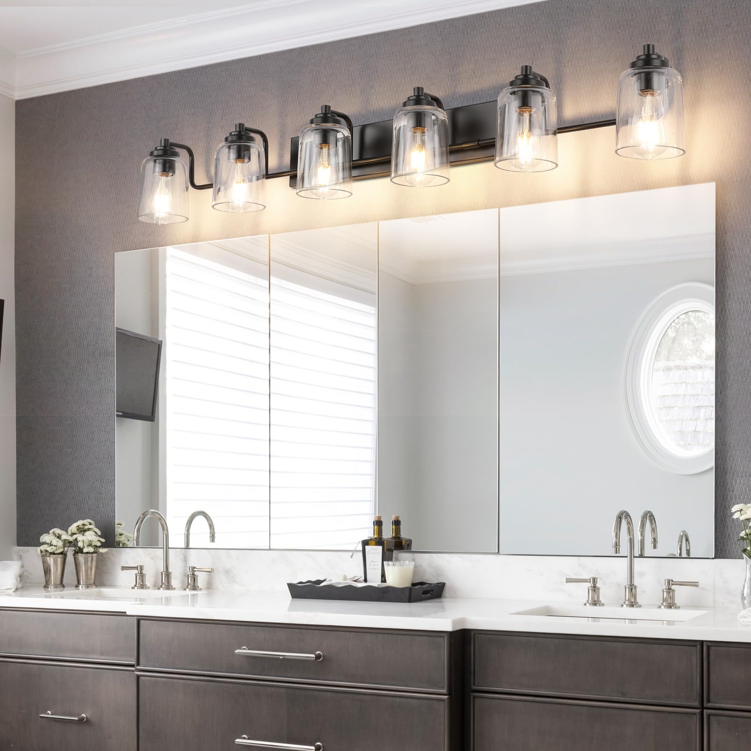 Solfart 6 Lights Vanity Lights For Mirror Black Bathroom Light Fixtures Black Vanity Light Bathroom Light Fixtures Wall Mount 50