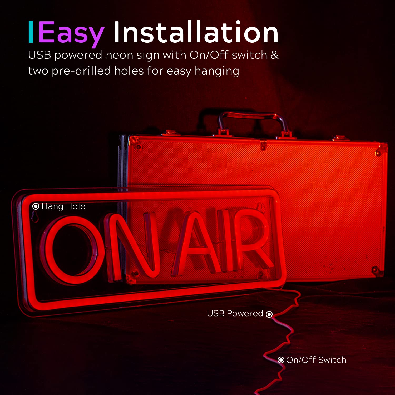 ON AIR Neon Sign - Live On Air Sign for Streaming/Gaming/Recording Studio Decor - LED Streaming Lights for Streamers/Gamers/Infl