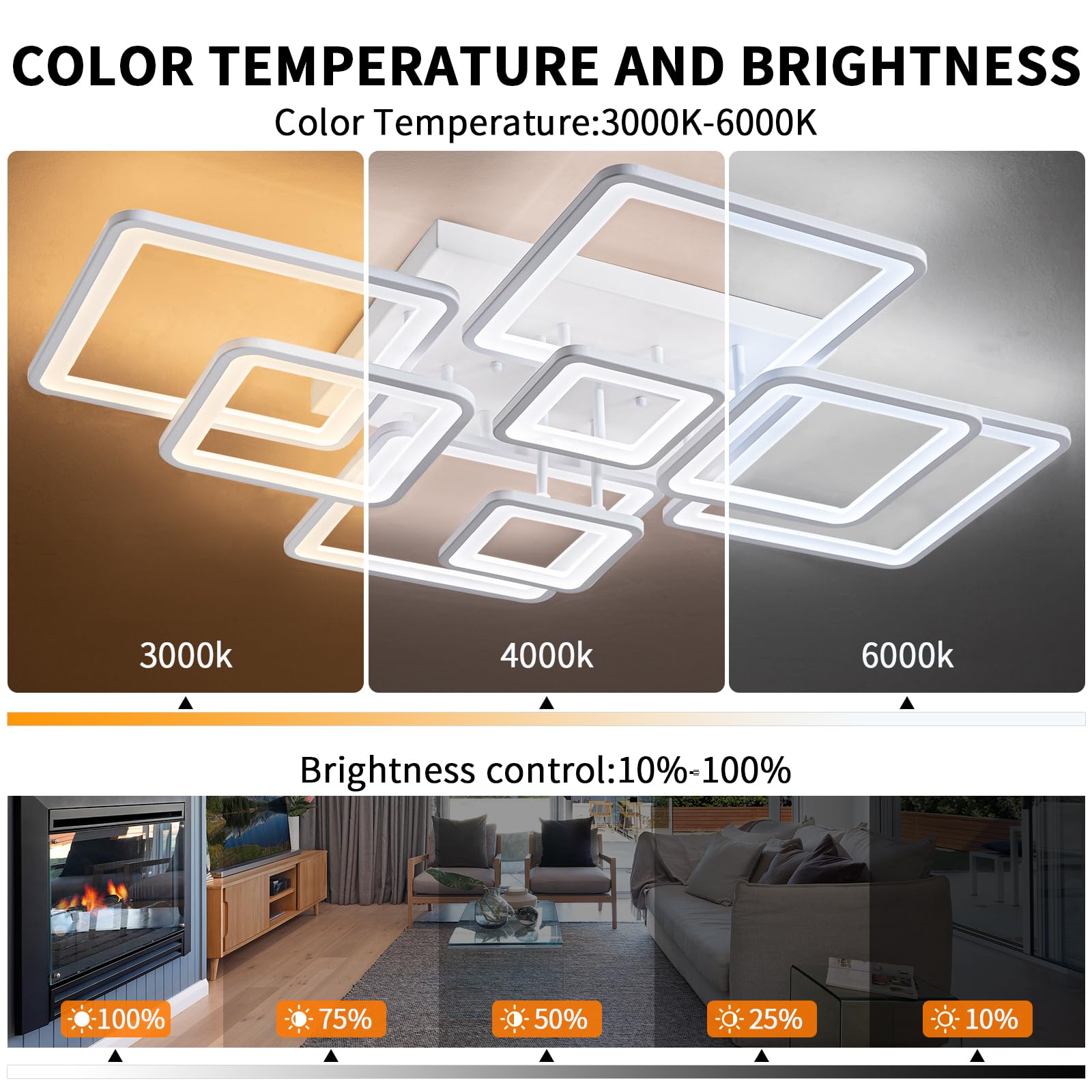 Shine Luest Modern Ceiling Light, 39.4'' Dimmable Led White Flush Mount Ceiling Lights With Remote Acrylic Round Ceiling Lamp Fi