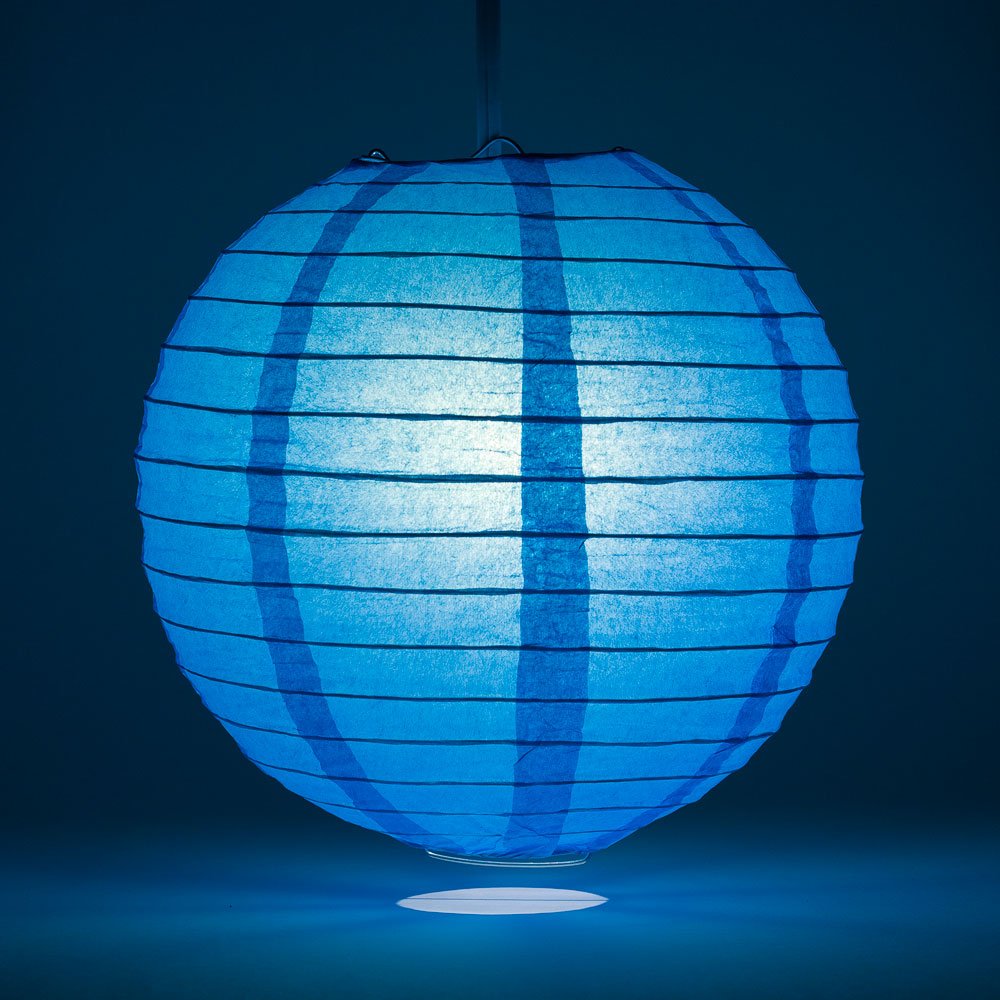 Luna Bazaar Decorative Paper Lantern - 14-Inch, Turquoise Blue, Paper, Model L14TU-PL, Ideal for Weddings and Parties
