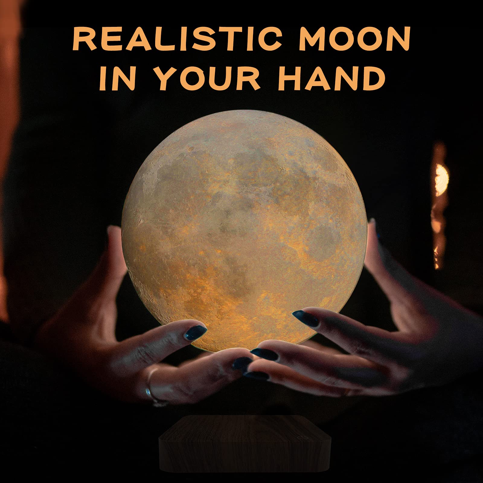 RUIXINDA Levitating Moon Lamp - Magnetic Floating Night Light, 3 Color Modes, Unique Home Decor, Model WB01-Q12, White