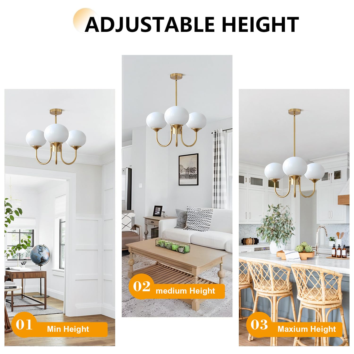 Bokt Mid Century Modern Globe Sputnik Chandelier Vintage 3 Light Milk Glass Pendant Light Large White And Gold Ball Chandelier Light Brushed Brass Sputnik Hanging Light Fixture For Bedroom