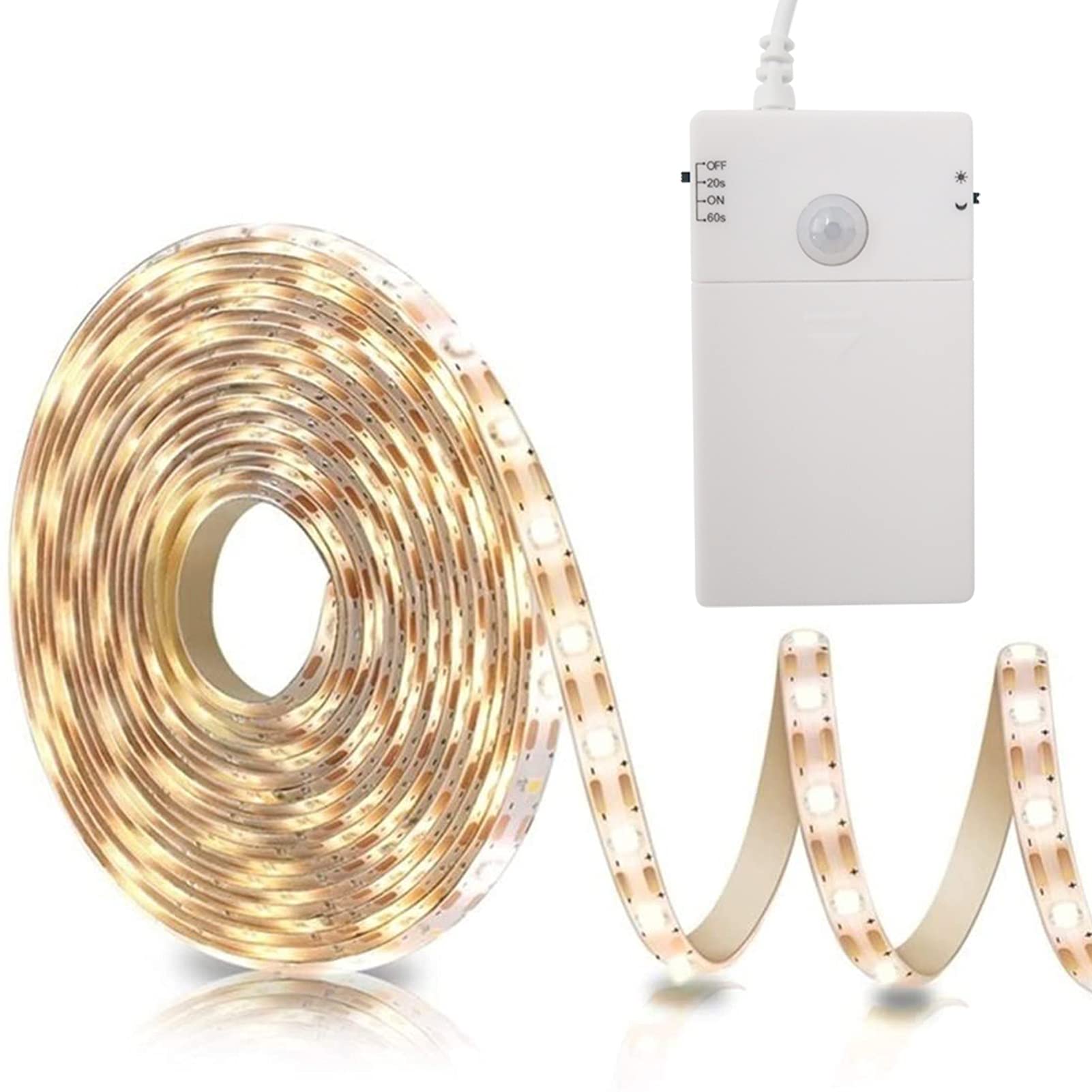 echosari Battery Operated Motion Sensor Cabinet Strip Lights, 9.8Ft, 90 LED, Warm White, Model ES-StripL