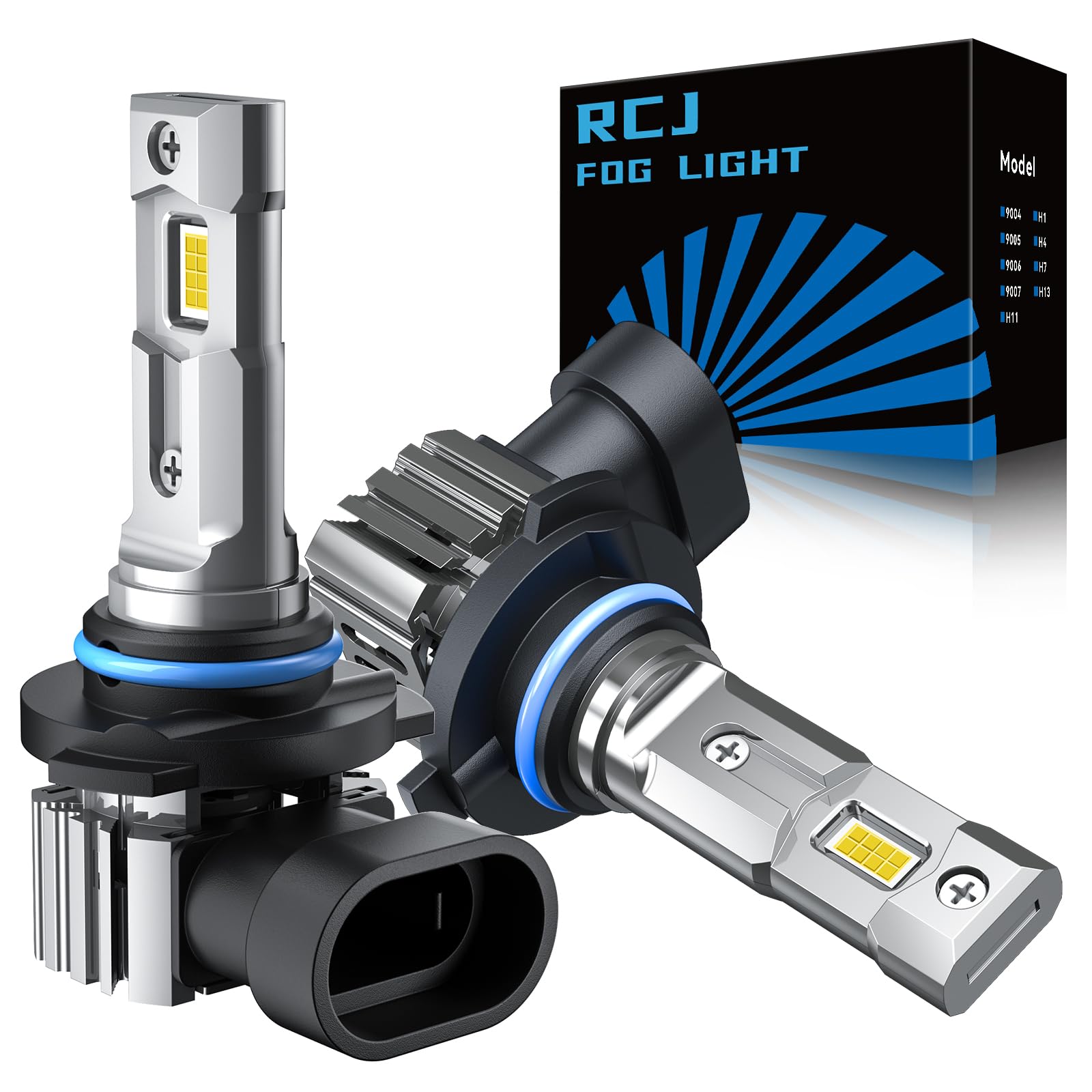 RCJ 9005 Bulbs, Cool White Fog Lights, Aluminum, Plug-N-Play, Pack of 2