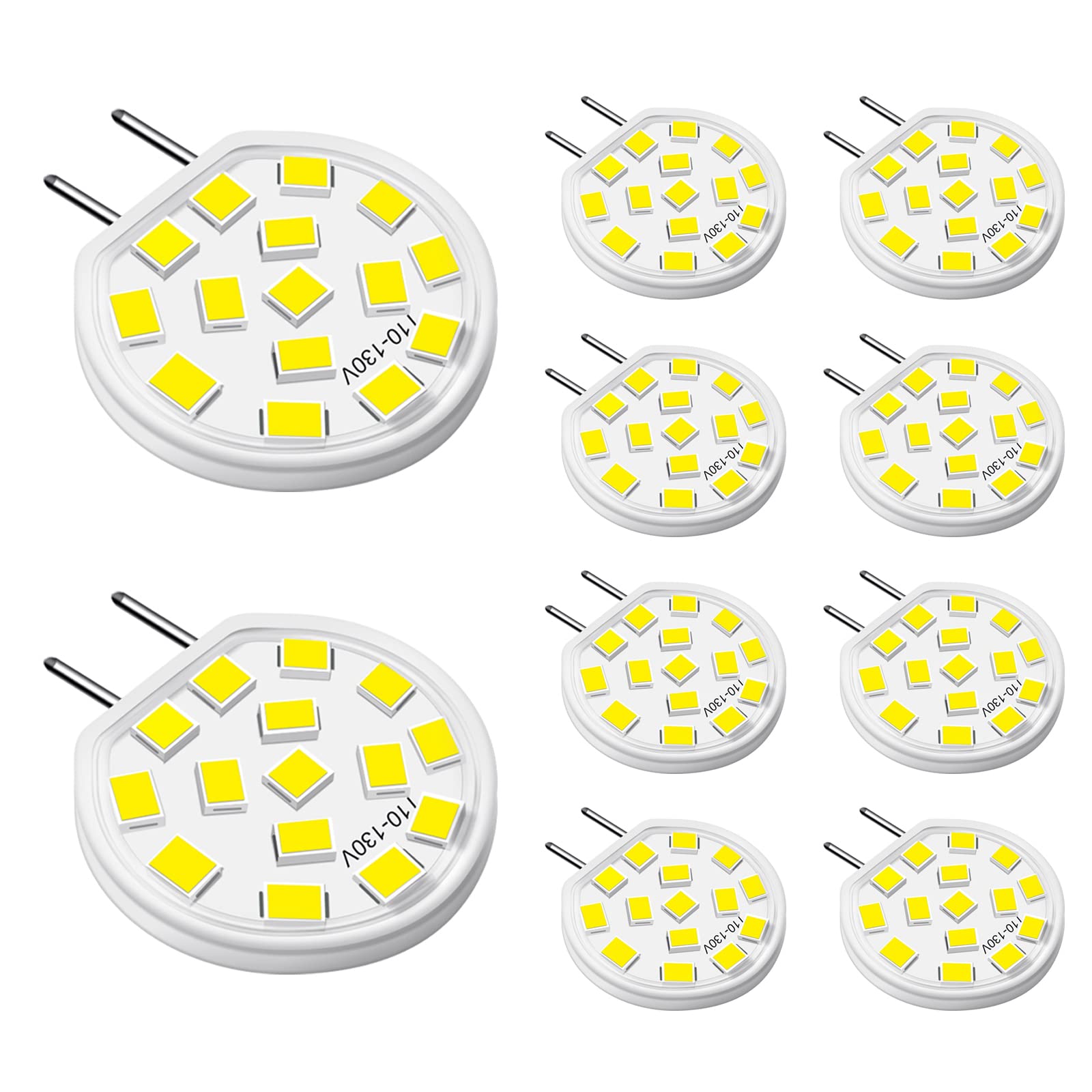 TAIYALOO G8 LED Bulb, Dimmable 3W (30W-35W Halogen Equivalent), Daylight White 6000K, 10 Count, T4