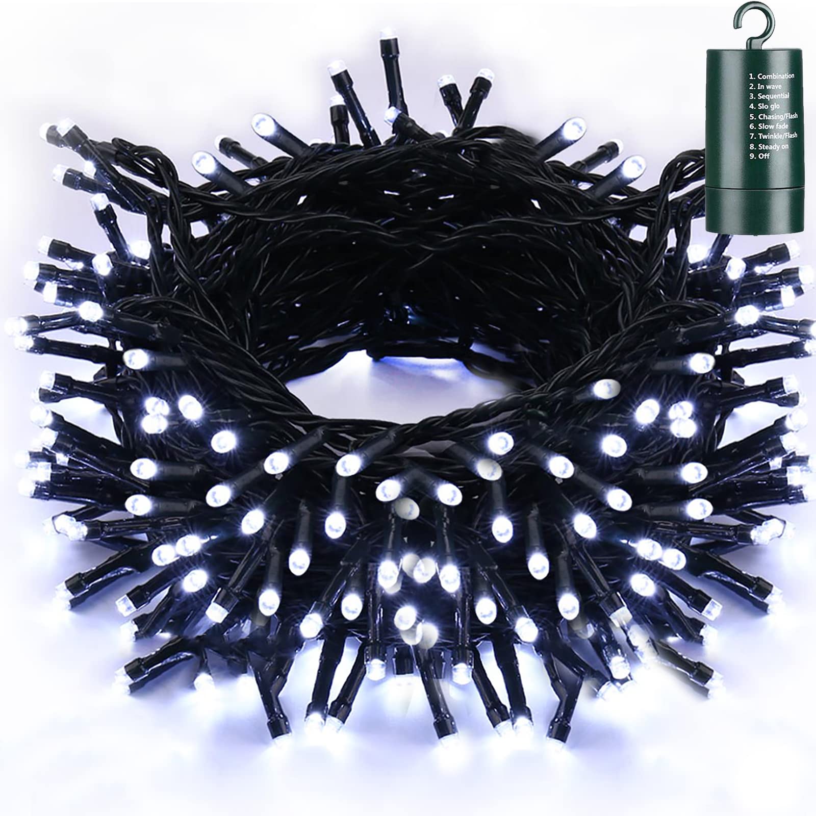 Toodour Battery Christmas Lights, 68.9ft 200 LED Christmas String Lights with 8 Twinkle Modes, Timer, Waterproof Battery Operate