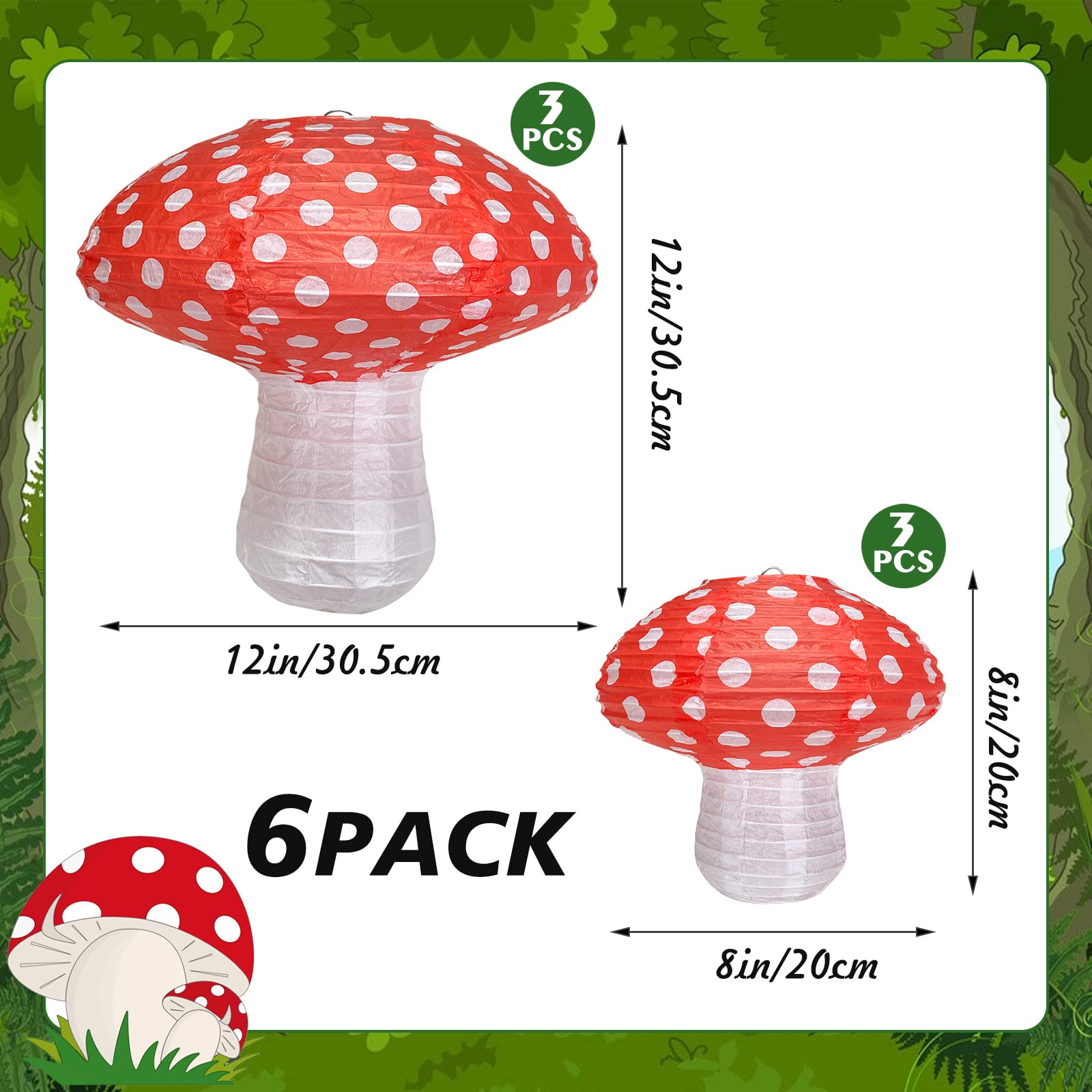 Mushroom Hanging Lanterns, Mushroom Shaped Paper Lantern For Forest Jungle Wonderland Theme Birthday Party Decor Fairy Baby Show