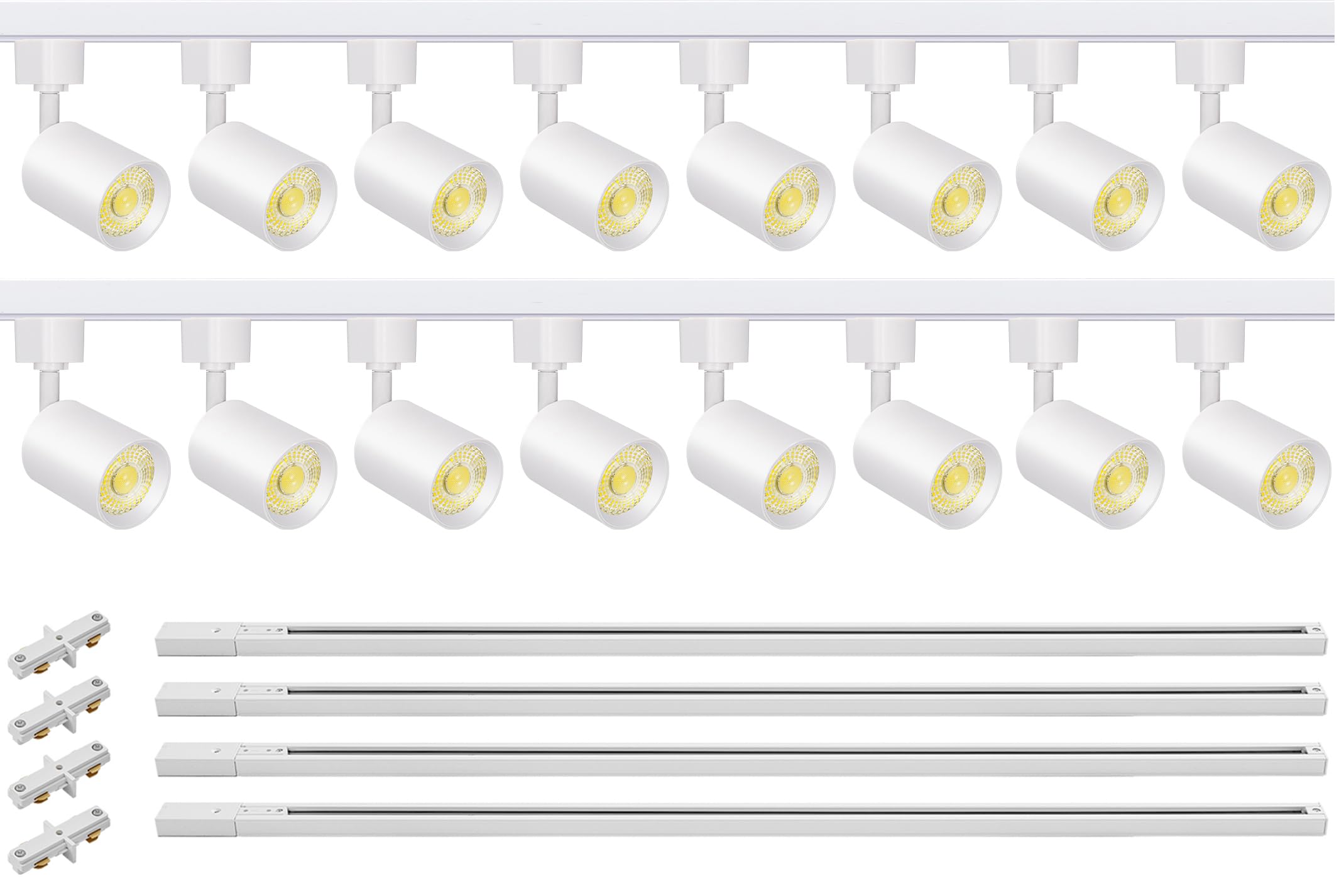 VANoopee 16-Light LED Track Lighting Kit, Dimmable 10W, 800lm, 3000K Warm White, Aluminum, 13FT H Type Track, Model IT