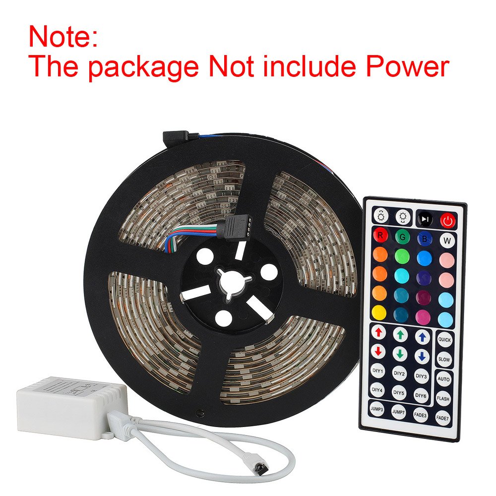 SUPERNIGHT LED Strip Lights 16.4FT RGB Waterproof 300 LEDs Flexible Light Rope + 44Key IR Remote Controller, Model EBT346-FT