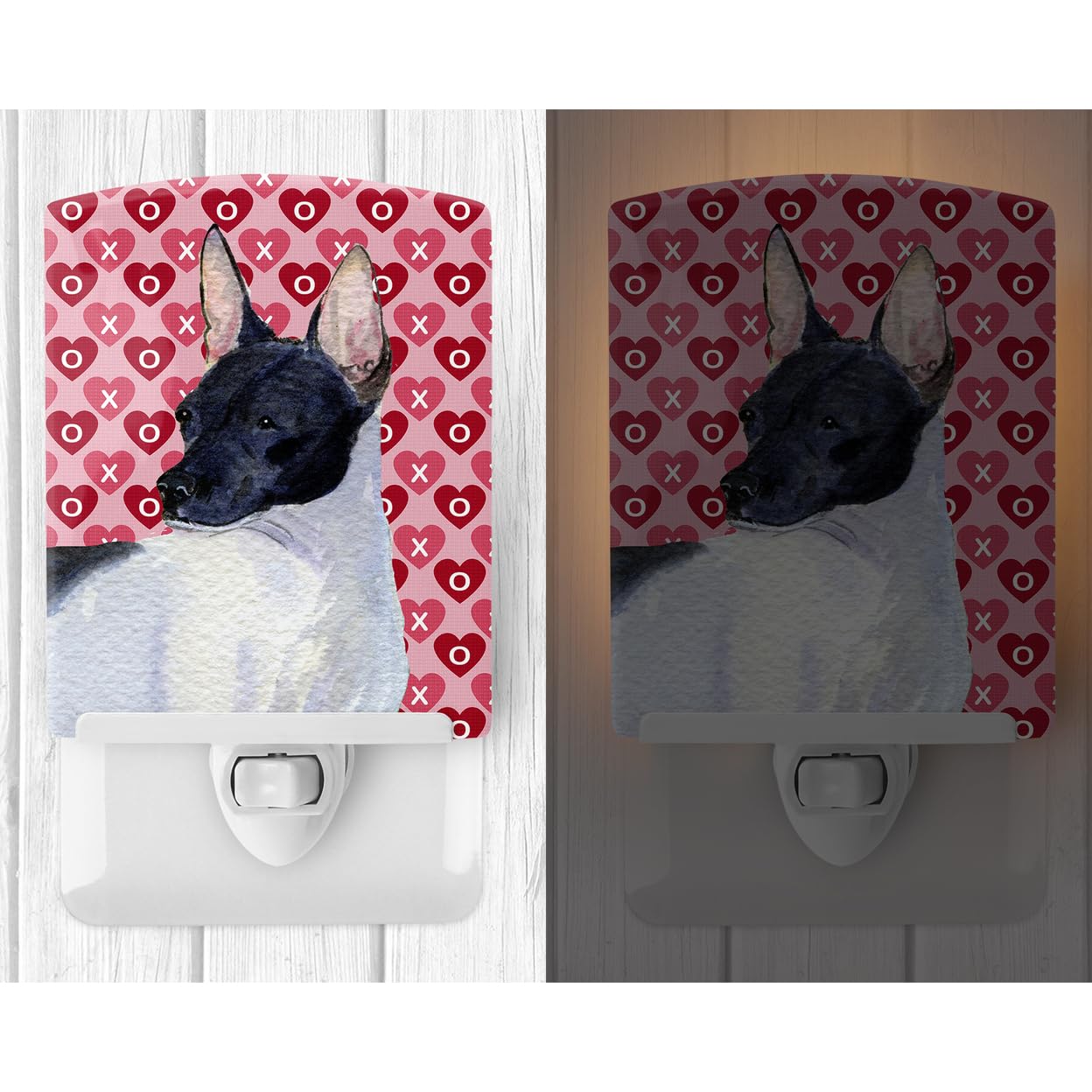 Carolines Treasures Ceramic Night Light Rat Terrier Hearts, 6x4x3in, Multicolor, Model SS4480CNL