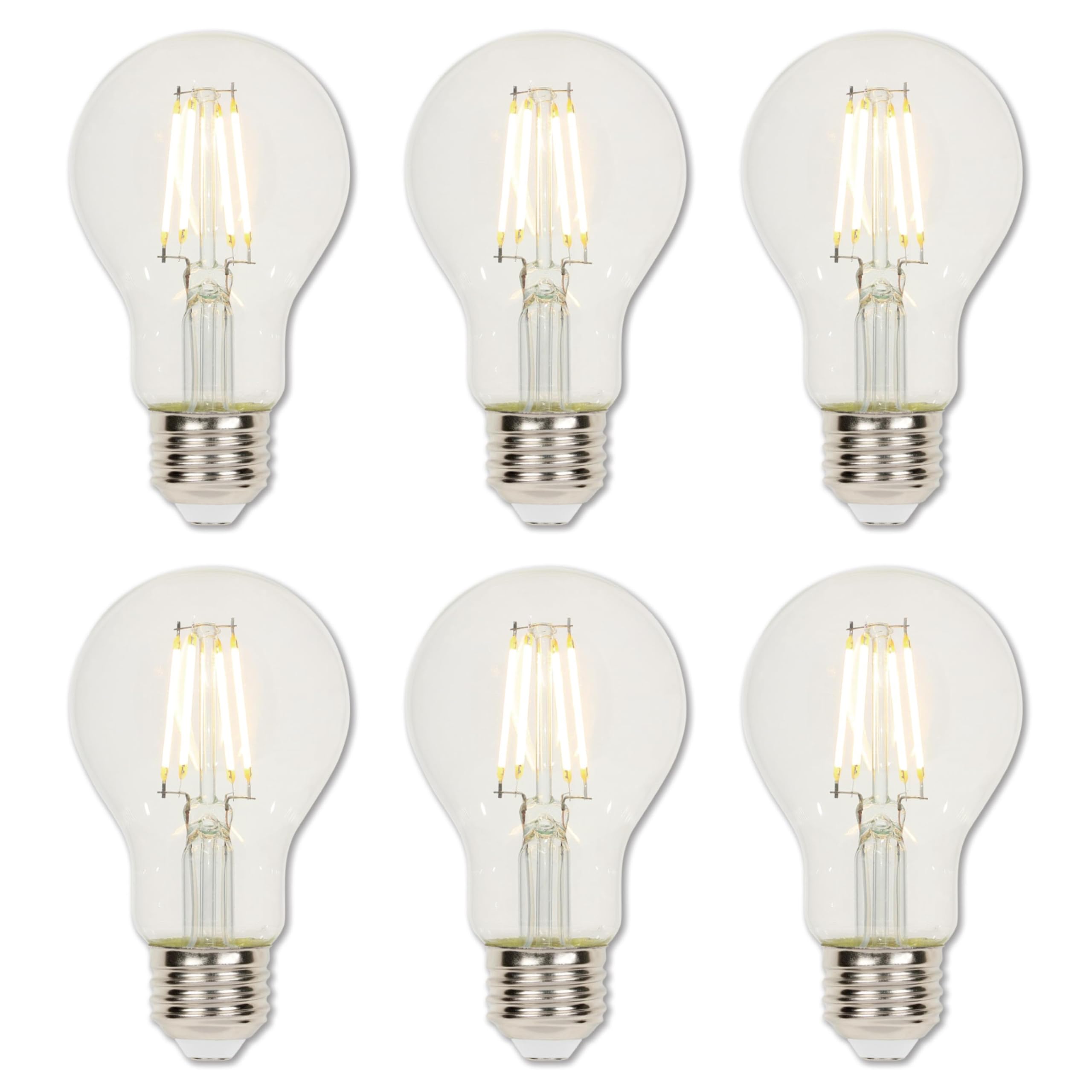 Westinghouse 5257020 4.5 Watt (40 Watt Equivalent) A19 Dimmable Clear Filament Led Light Bulb, Medium Base, 6 Pack
