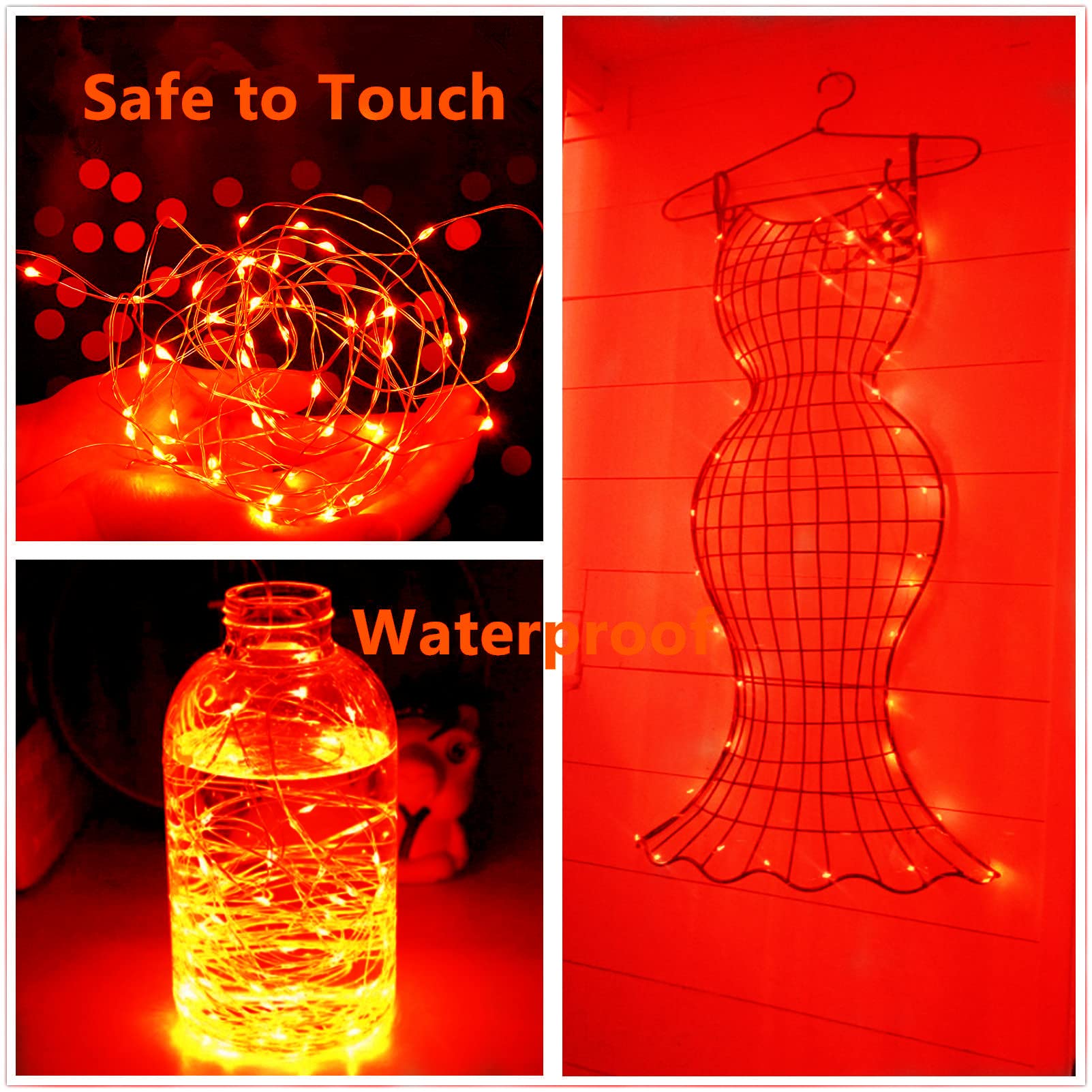 Ranlraka Mini Red Fairy Lights Battery Operated Valentines Day Decor 7Ft 20Led Silver Wire Fairy Battery Powered String Lights For Christmas Halloween Wedding Party Home Holiday Room Decoration