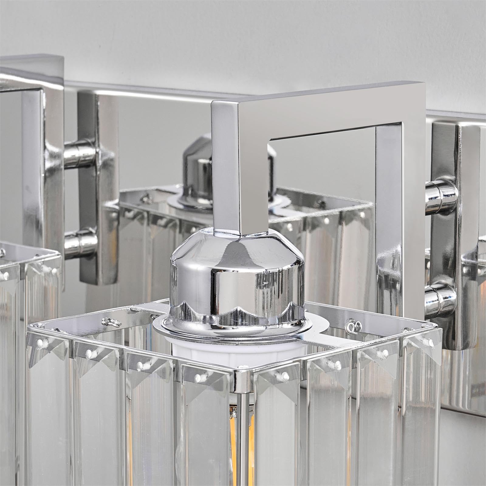 Fdpby 2-Light Modern Bathroom Vanity Light Chrome Crystal Wall Lamp Jw-003