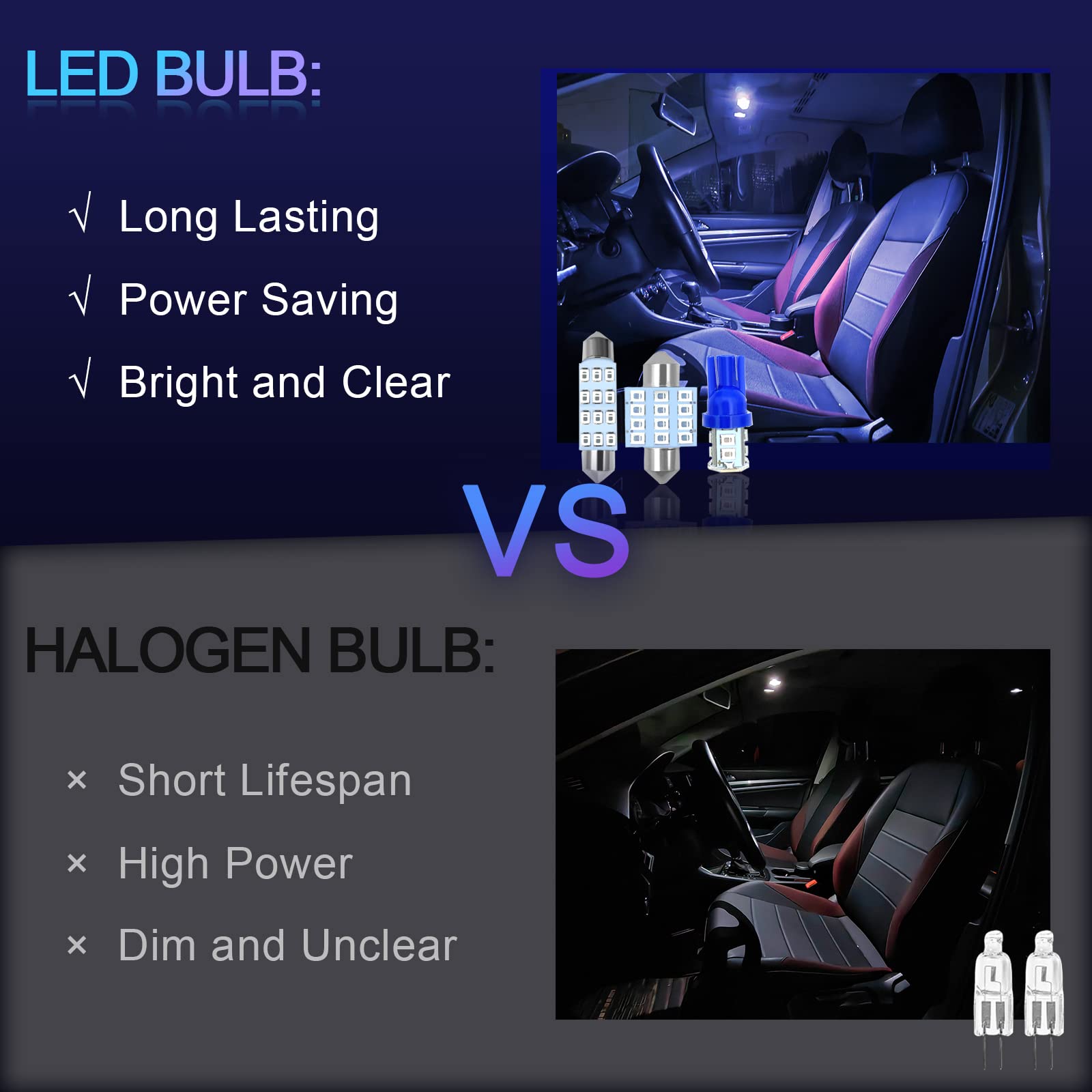 NTNEV 24PCS LED Interior Car Bulb Kit, Blue Aluminum Dome & Map Lights, T10/31mm/42mm