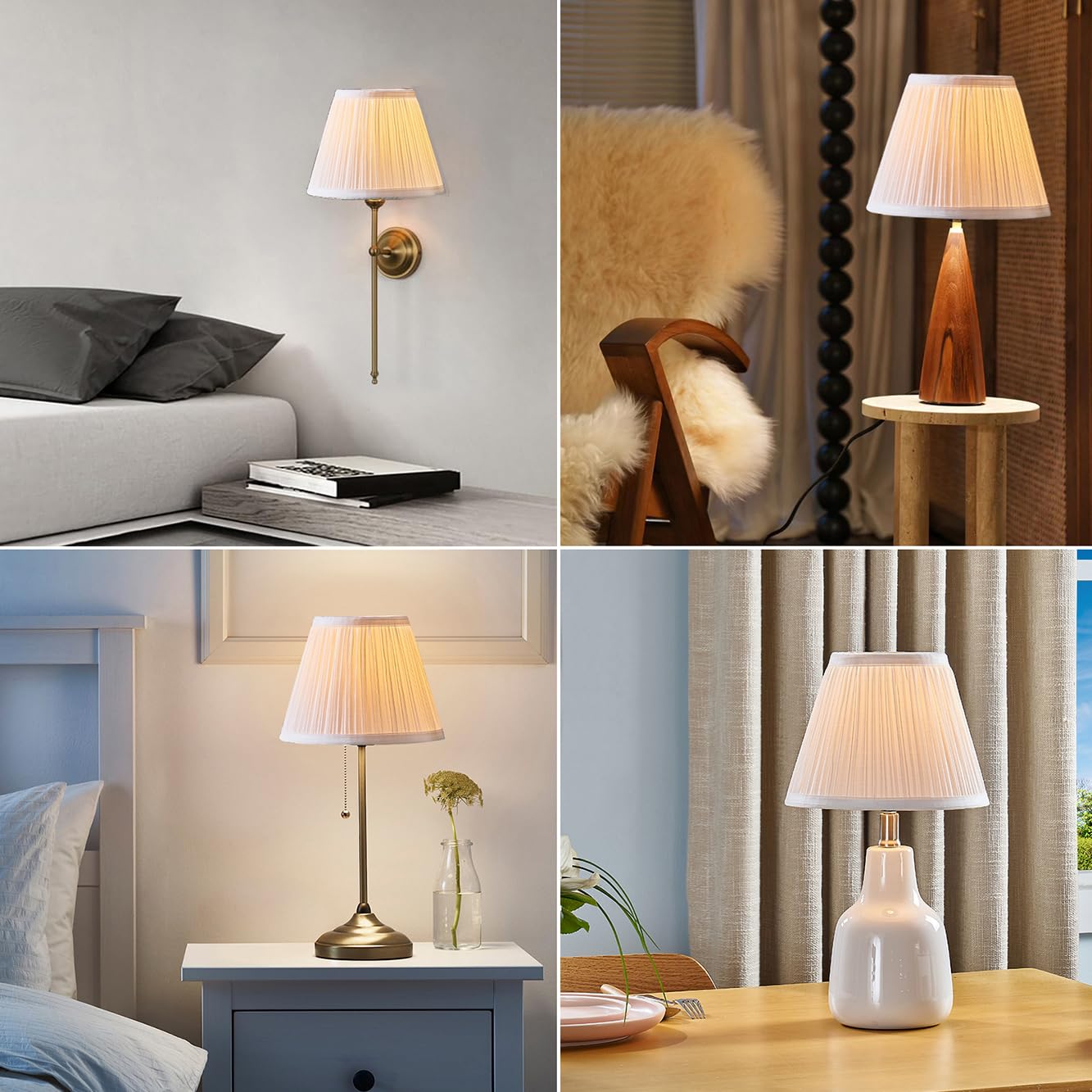 Uno Lamp Shade,Drum Pleated Lamp Shade 5'' Top X 9'' Bottom X 7'' Slant Height,Barrel Small Replacement Lampshade (Slip Uno Fitt