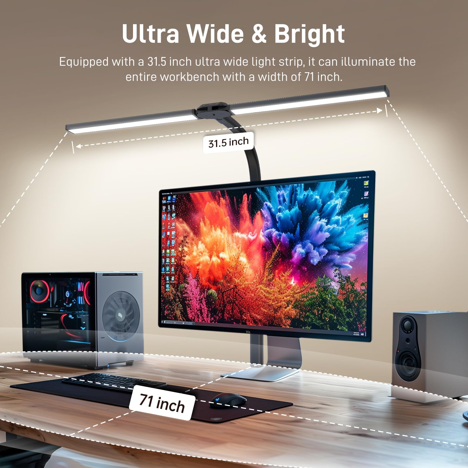 Led Desk Lamp For Home Office, Eye-Caring Desk Light With Clamp, 24W Double Head Architect Task Lamp Stepless Dimming, Flexible