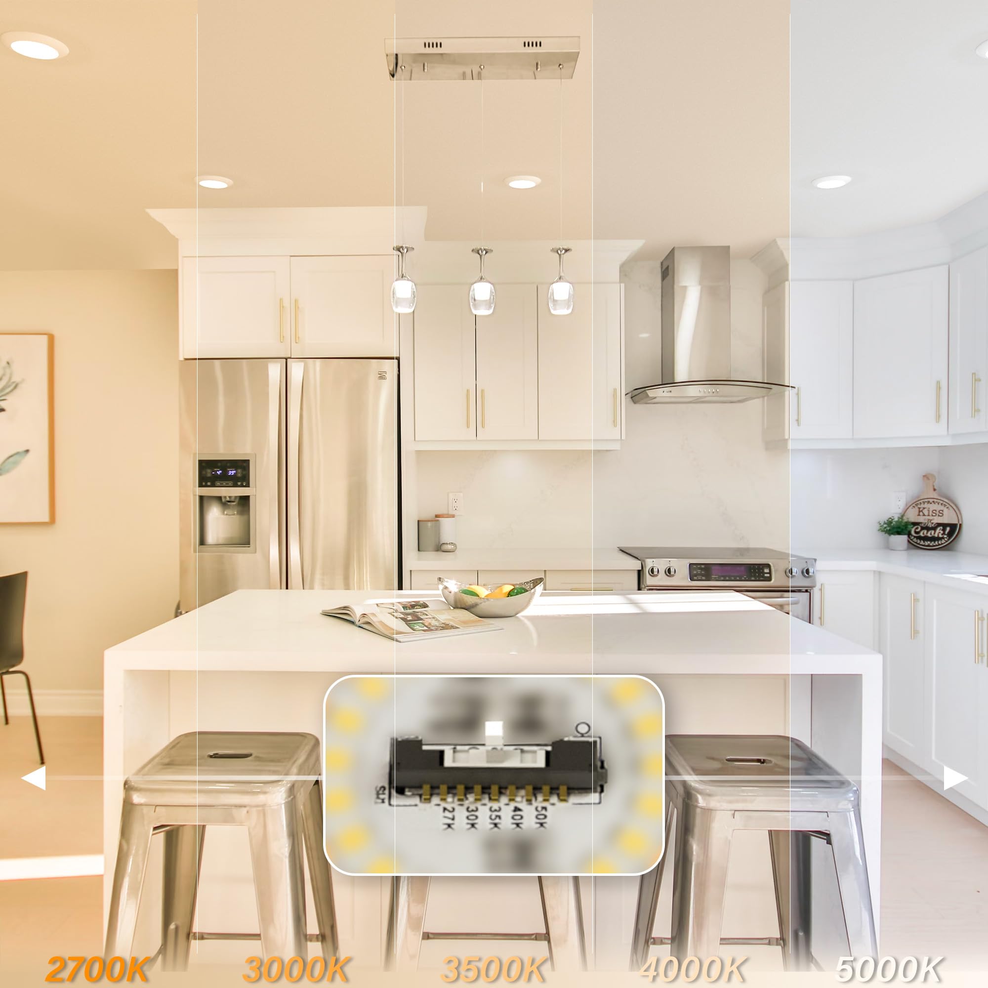 Jullison 10 Packs 4 Inch White Led Low Profile Recessed & Surface Mount Disk Light, Round, 10W, 600 Lumens, 5Cct Field Selectabl