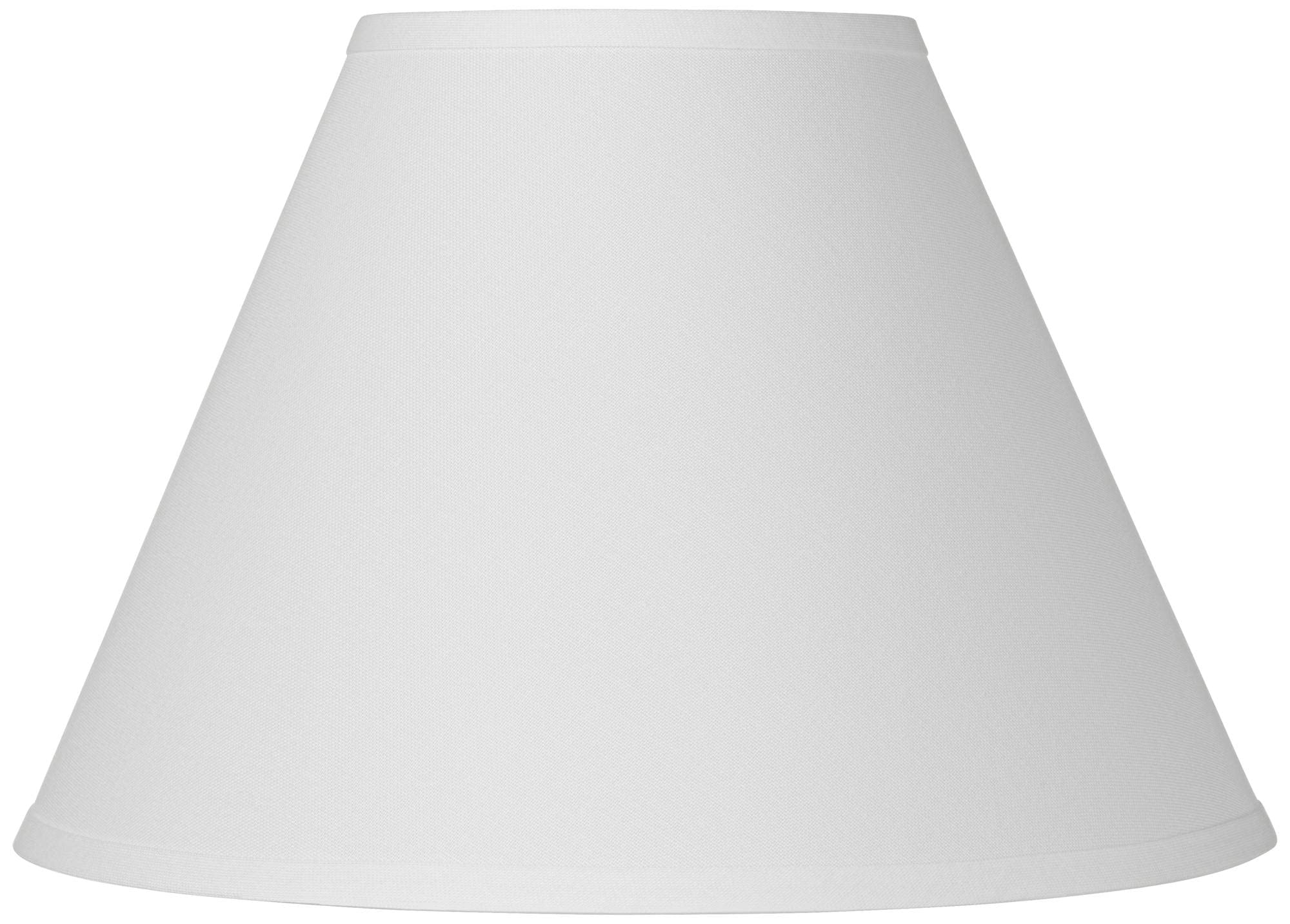 Bright Antique White Linen Medium Lamp Shade 6.5&quot; Top X 15&quot; Bottom X 10.75&quot; High X 11.75&quot; Slant (Spider) Replacement With Harp And Finial - Springcrest