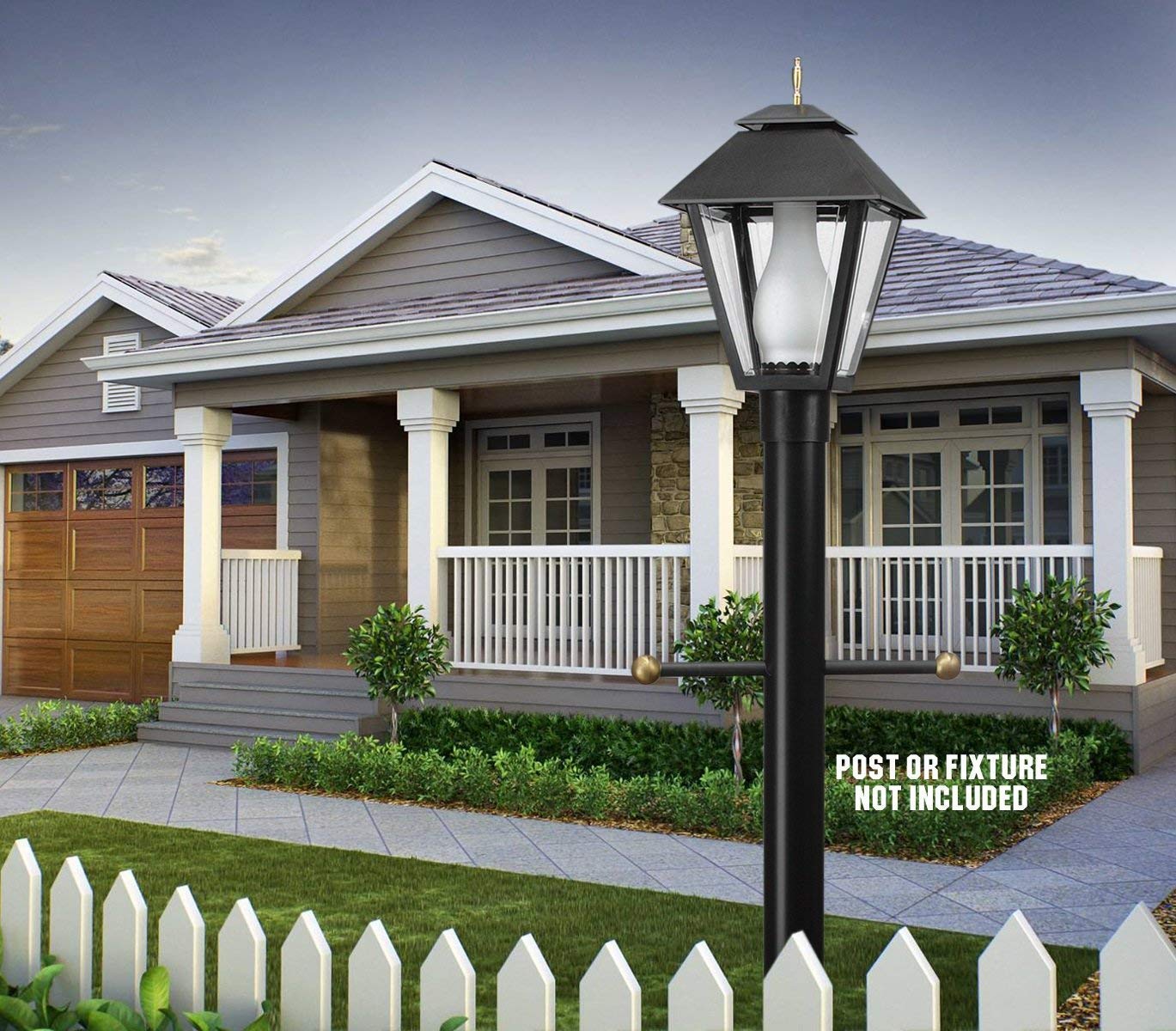 Solus Sca-335 Aluminum Cross Arm Ladder Rest For Lamp Posts, Weather Resistant, Black With Gold Caps, Single Pack