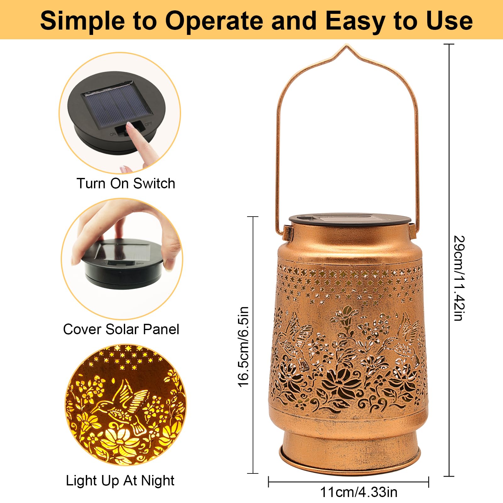 2 Pack Solar Lanterns Outdoor Hummingbird Garden Decor  Birthday Gifts For Mom Women Grandma Christmas  Waterproof Metal Hanging Solar Lights With Shepherd Hook Led Decorative Outside For Yard Patio