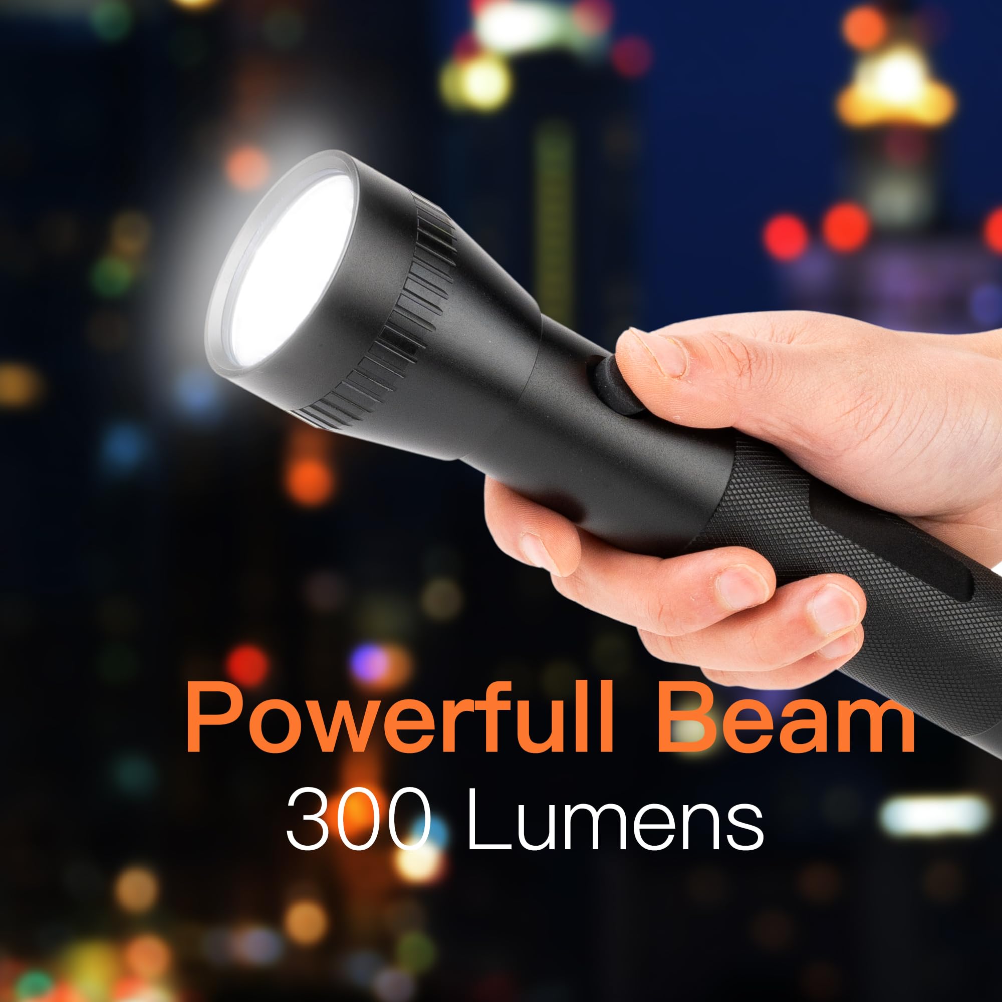 Kunhe 2D Cell Battery Big Flashlights,Single Mode,High Lumens,Aluminum, Heavy Duty Large Flashlight For Home Emergency Power Out