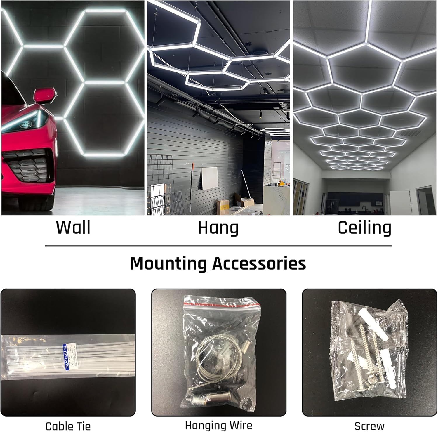 Hexagon Garage Lights-156W Led,6500K 17280Lm Led, Shop For Workshop Basement Gym Warehouse