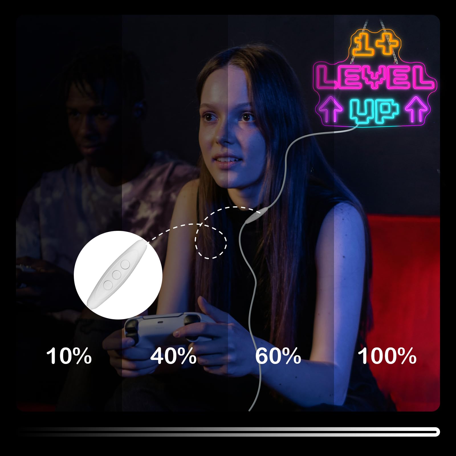 Horseneon Level Up Game Neon Sign Gamer Lights Gaming Led Wall Decor For Gaming Rooms  Esports Arenas & Streamer Setups Gaming Neon Sign Gamer Led Retro Arcade Style Game Lighting