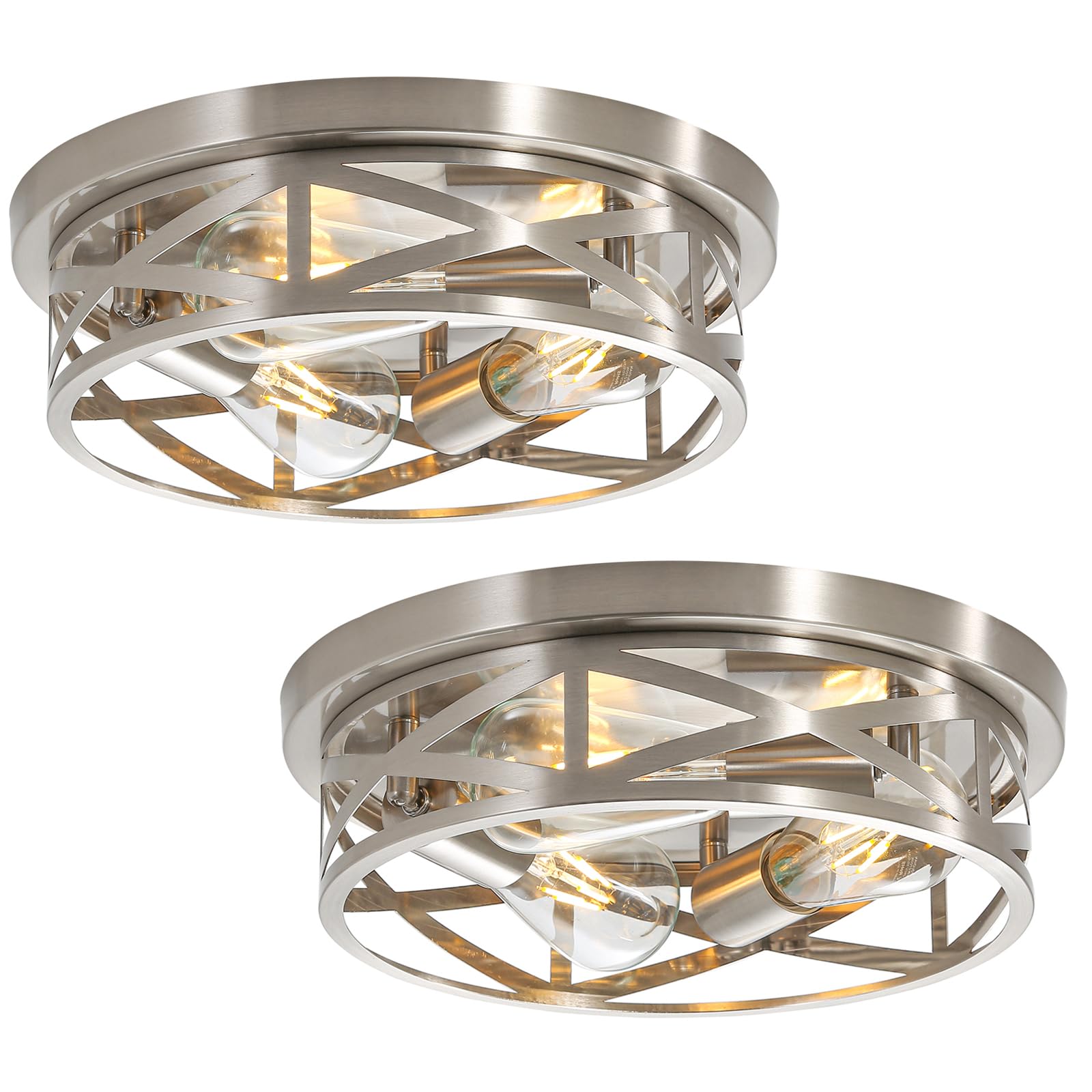 piano7797 3-Light Ceiling Light Fixtures, Brushed Nickel, 2 Pack, Model PACL003