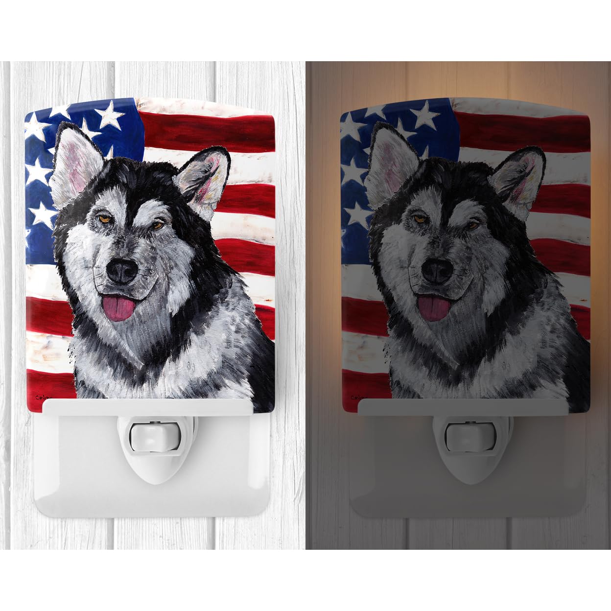 Carolines Treasures Ceramic Night Light, Alaskan Malamute, UL-Certified, 6x4x3in, Multicolor, Model SC9497CNL