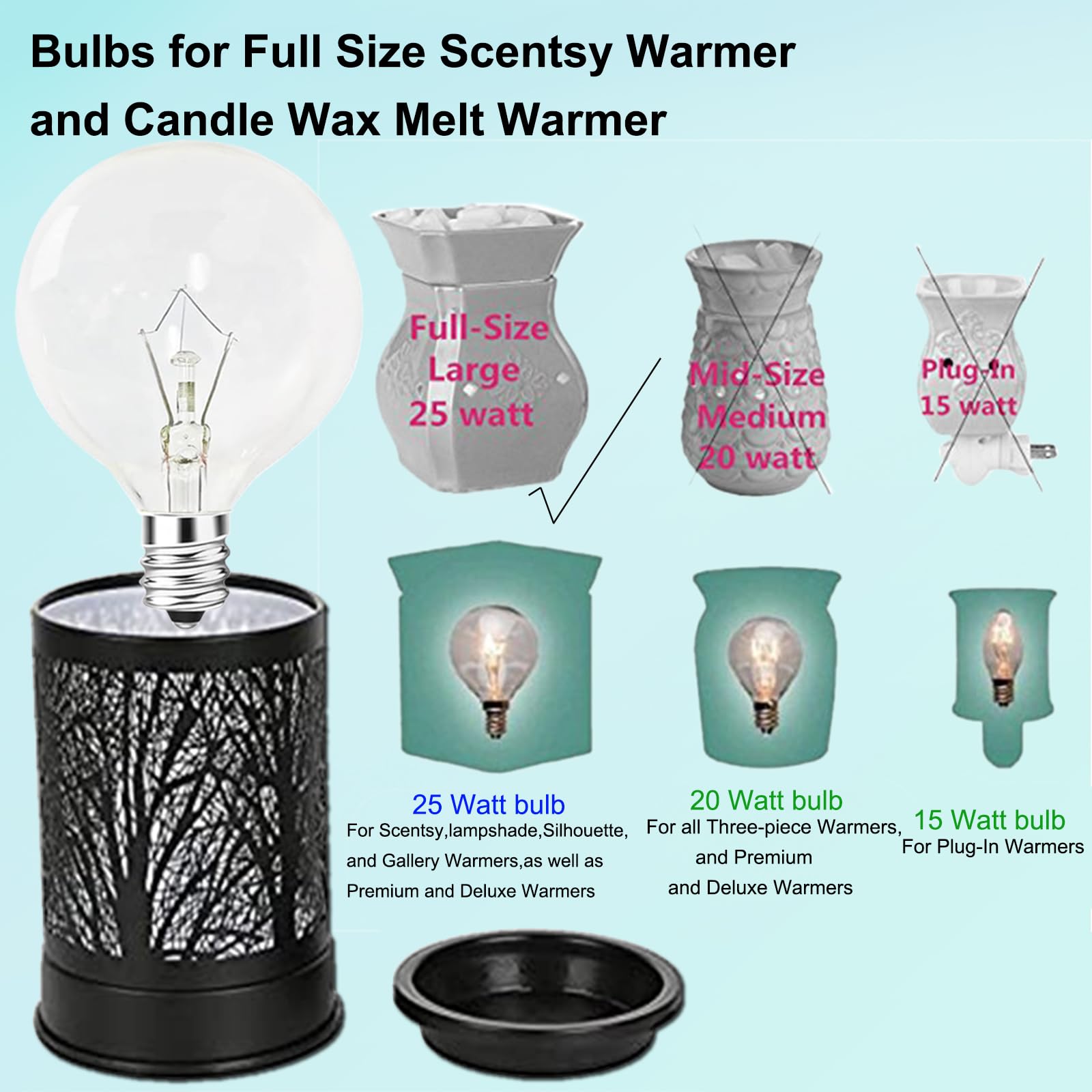 PaeorRorL G50 Wax Warmer Bulbs - 25W Dimmable Clear Glass E12 Base, 2700K Warm White, 6 Pack
