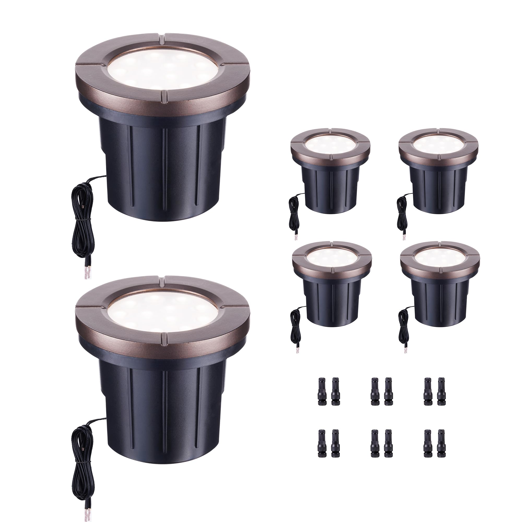 Varmtalys Landscape Well Light, LED Low Voltage In Ground Lights, IP67 Waterproof 12V Outdoor, Bright 6W 580LM Aluminum ORB for 