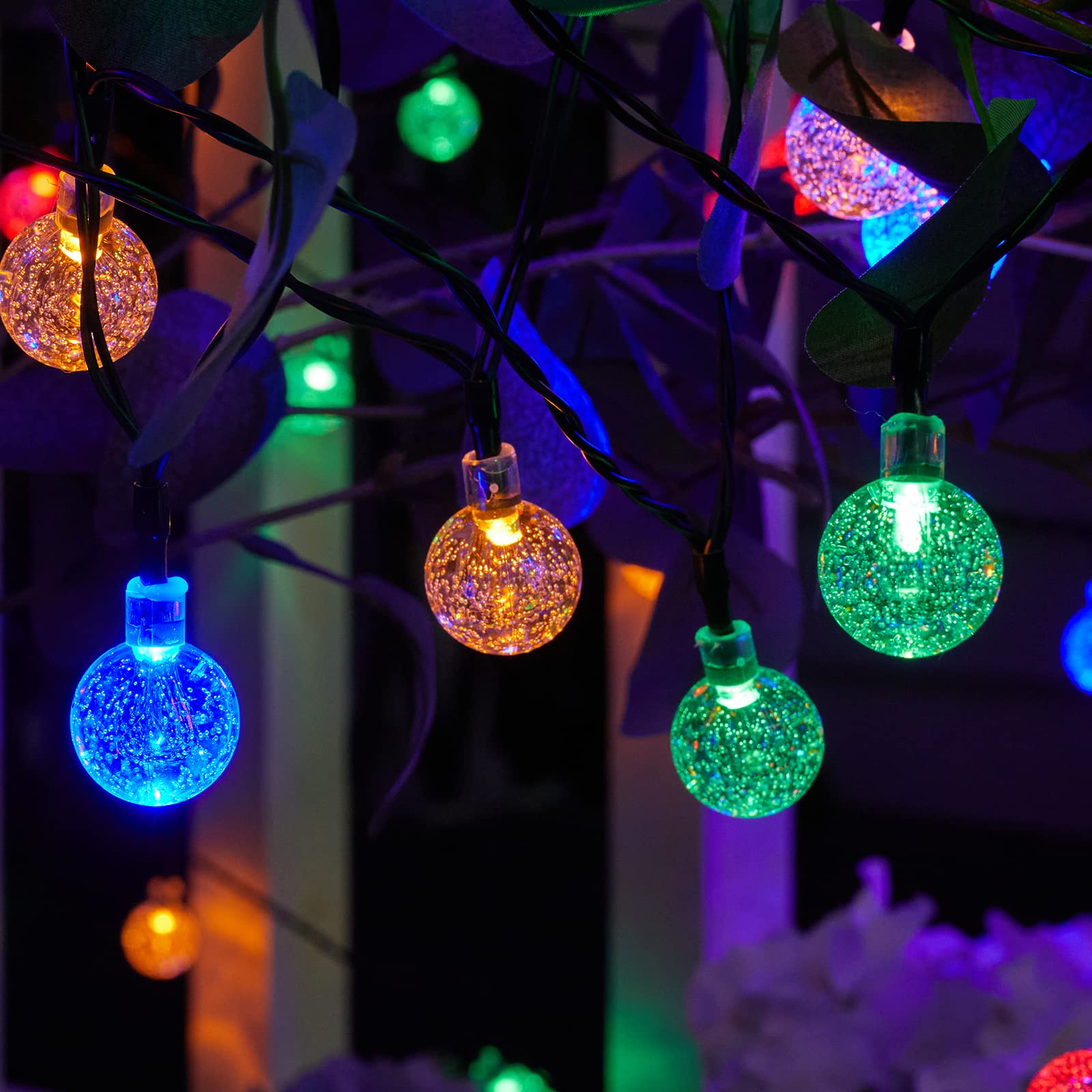 Solar String Lights Outdoor Waterproof, 2-Pack 120 Led 72Ft Total, Crystal Globe Lights With 8 Lighting Modes, Solar Powered Pat