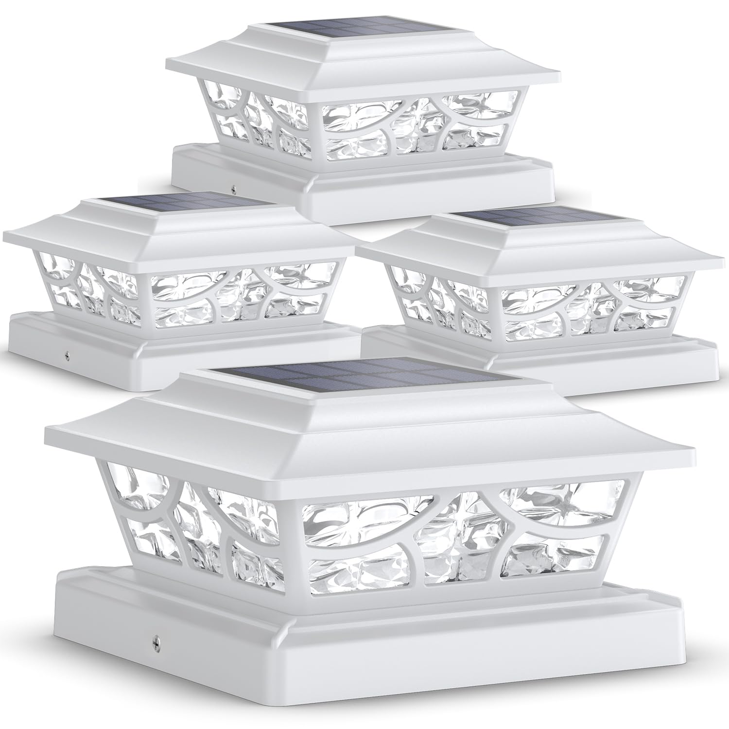 SIEDiNLAR Solar Post Cap Lights Outdoor 4 Modes Deck Fence Post Light for 4x4 5x5 6x6 Vinyl Wooden Posts Patio Garden Decor, War