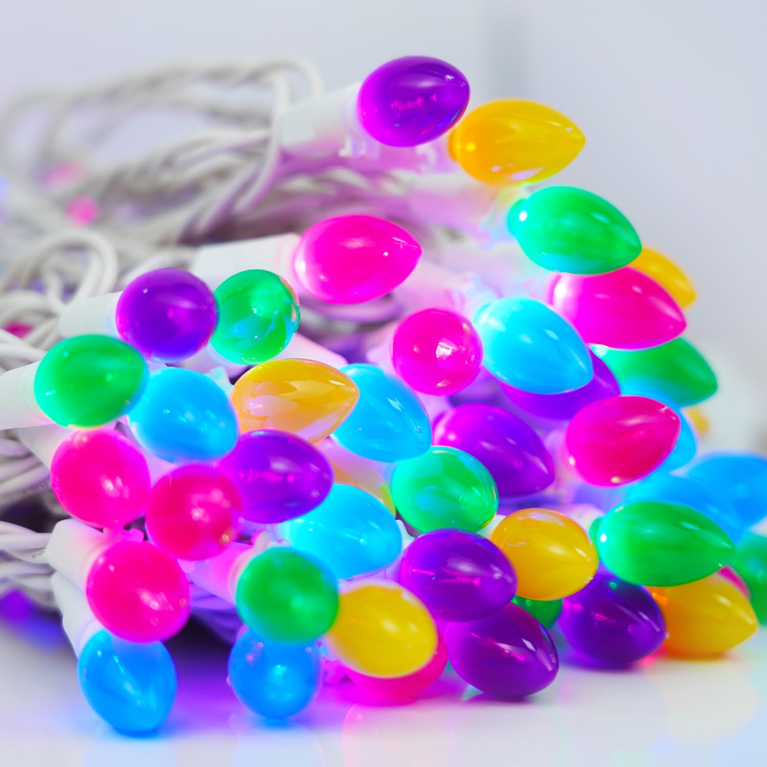 BOHON Easter Decorations - 50 LED Multi Color Fairy Lights, 17FT, White Wire, Ideal for Home, Outdoor, Bedroom, Patio, Wreath, Tree Decor