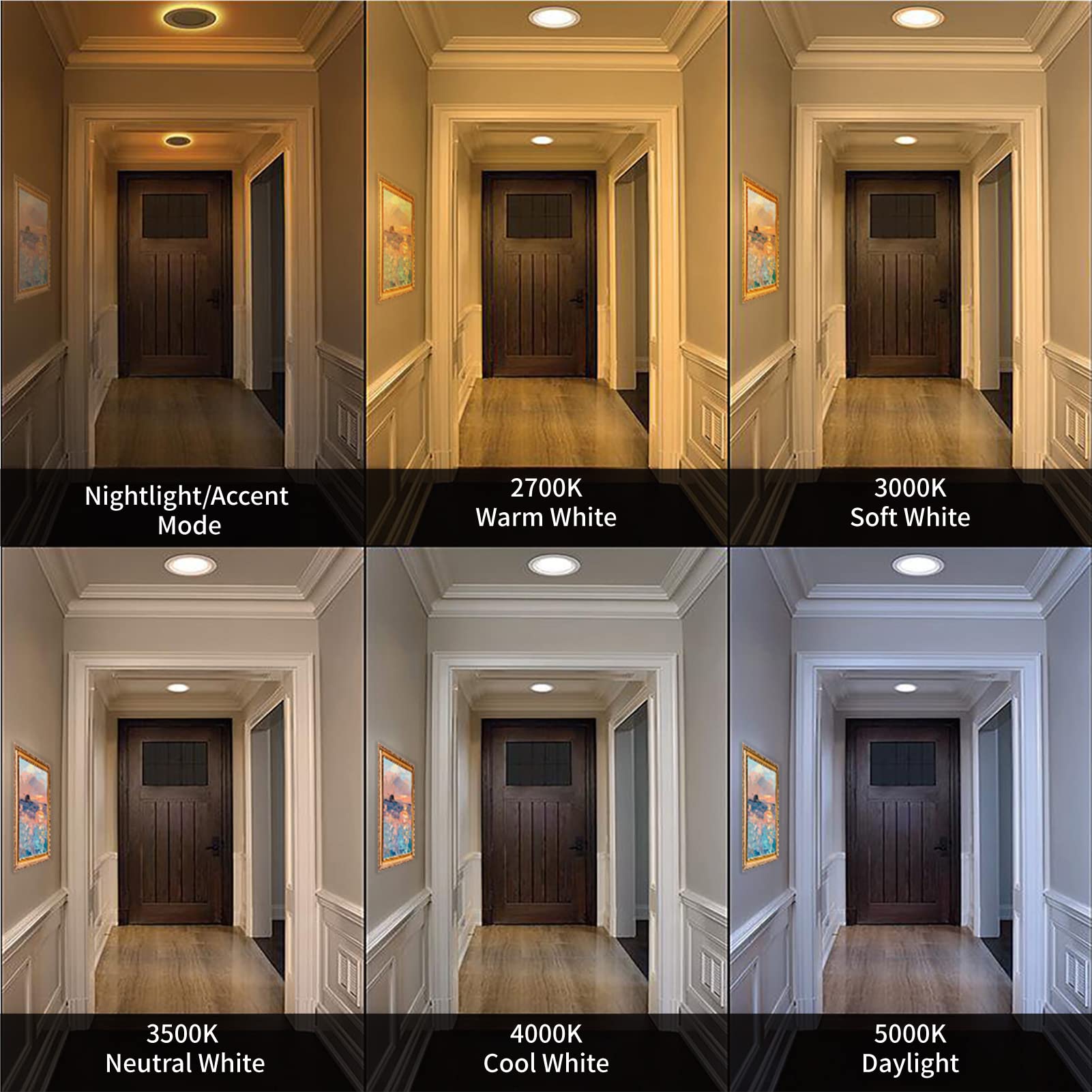 Meconard 24 Pack 6 Inch 12W 5CCT LED Recessed Ceiling Light, Dimmable, Night Light, Aluminum, Model MGD-LRCNL-12X