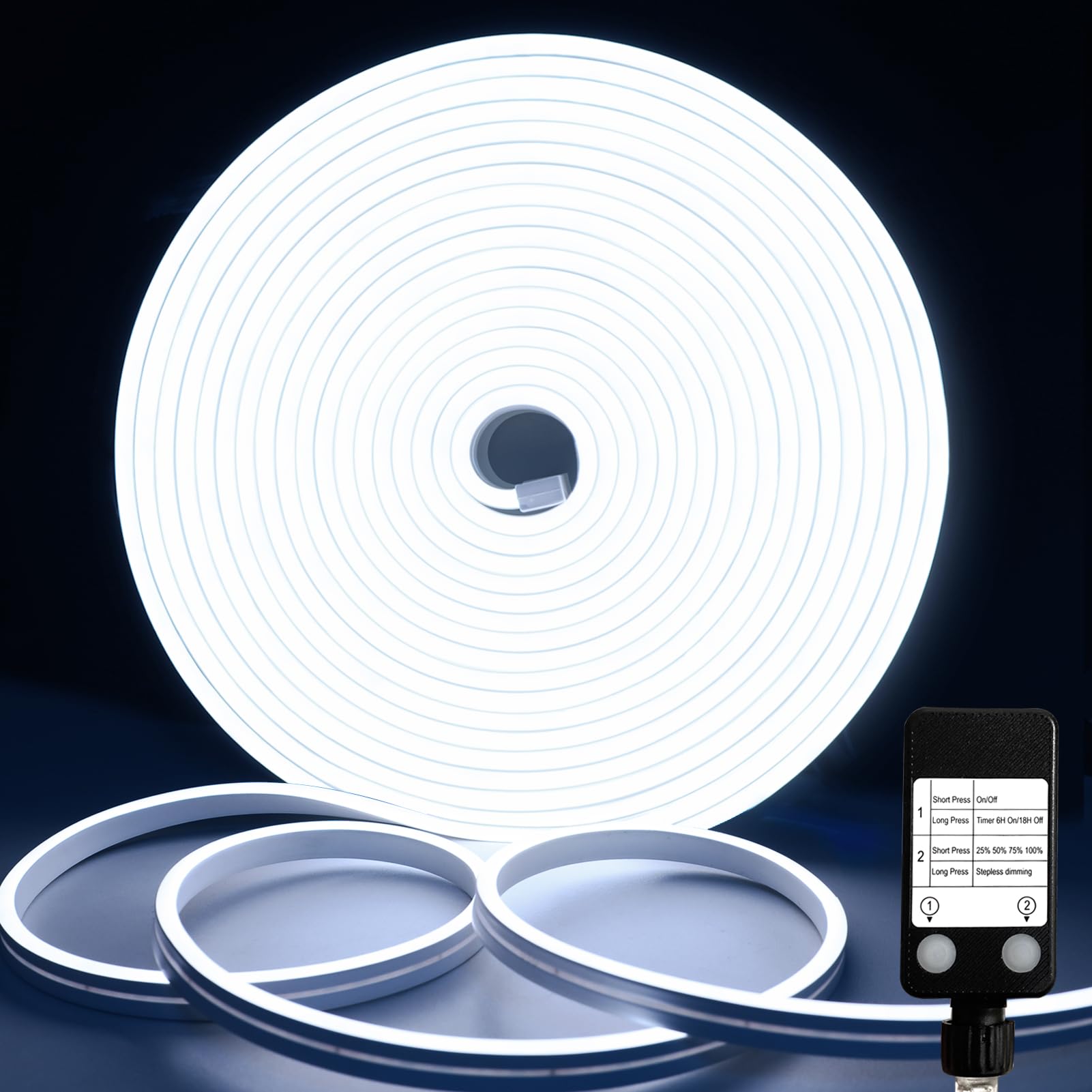 echosari Neon Rope Lights 33Ft, 1200 LED Neon Rope Lights with Timer Dimmable Outdoor Neon Strip Lights Waterproof Flexible for 