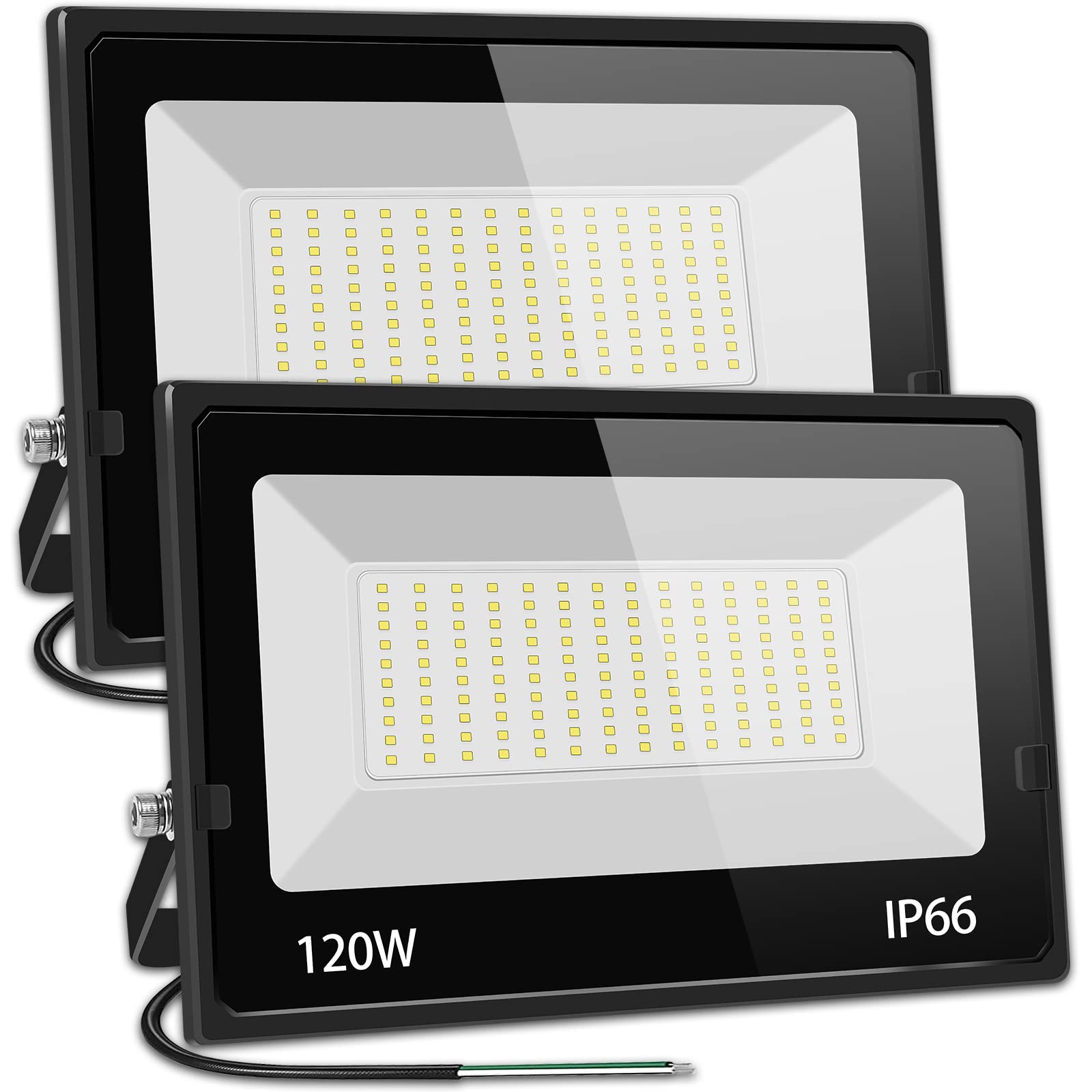 Lolpetik 80W Led Flood Lights 3 Pack, 28500Lm, Ip66 Waterproof, Daylight White, Outdoor Security