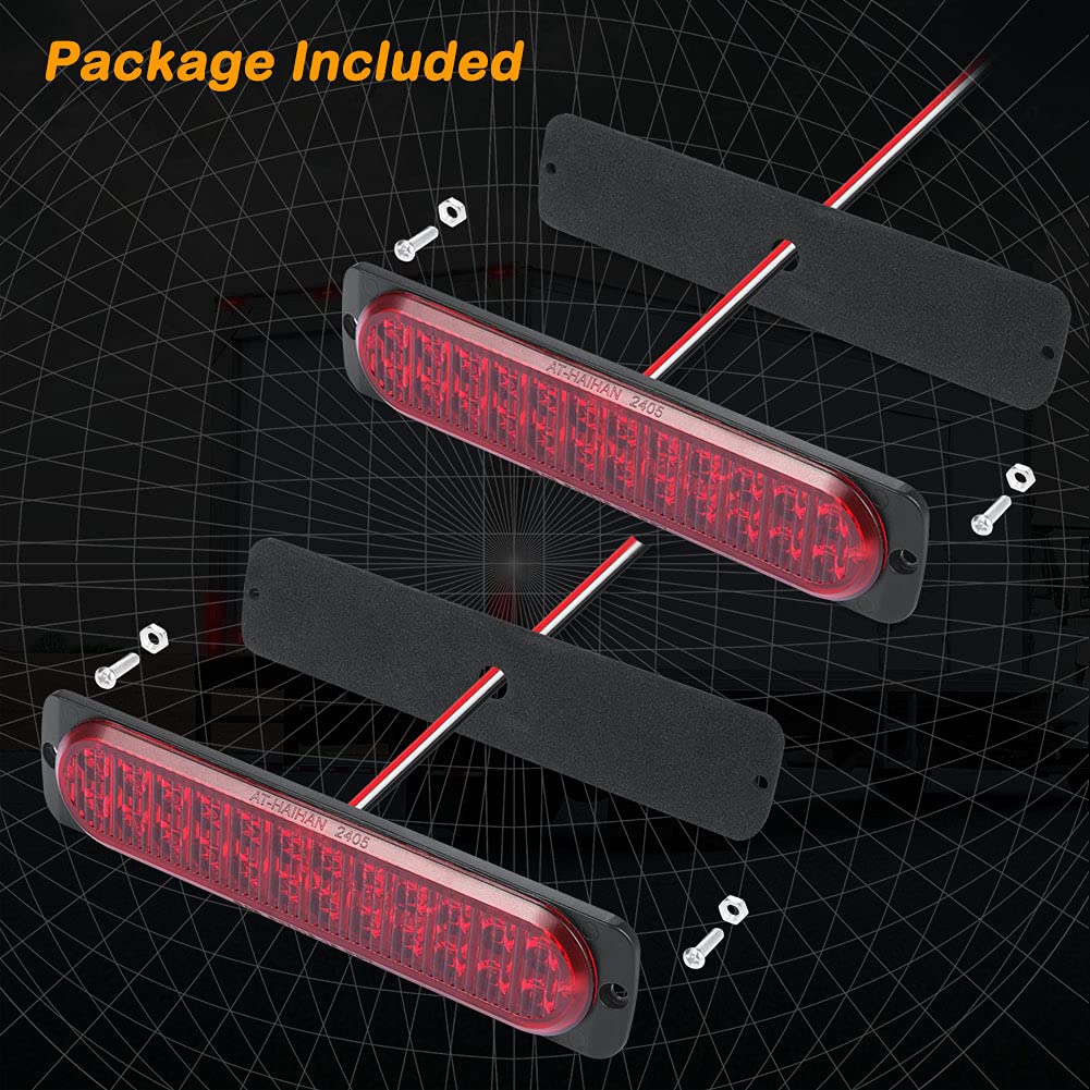 At-Haihan Pack Of 2 Aluminum Housing Red Led Trailer Stop Brake Turn Tail Lights 7.5 Inch, Dot Compliant Waterproof Surface Moun