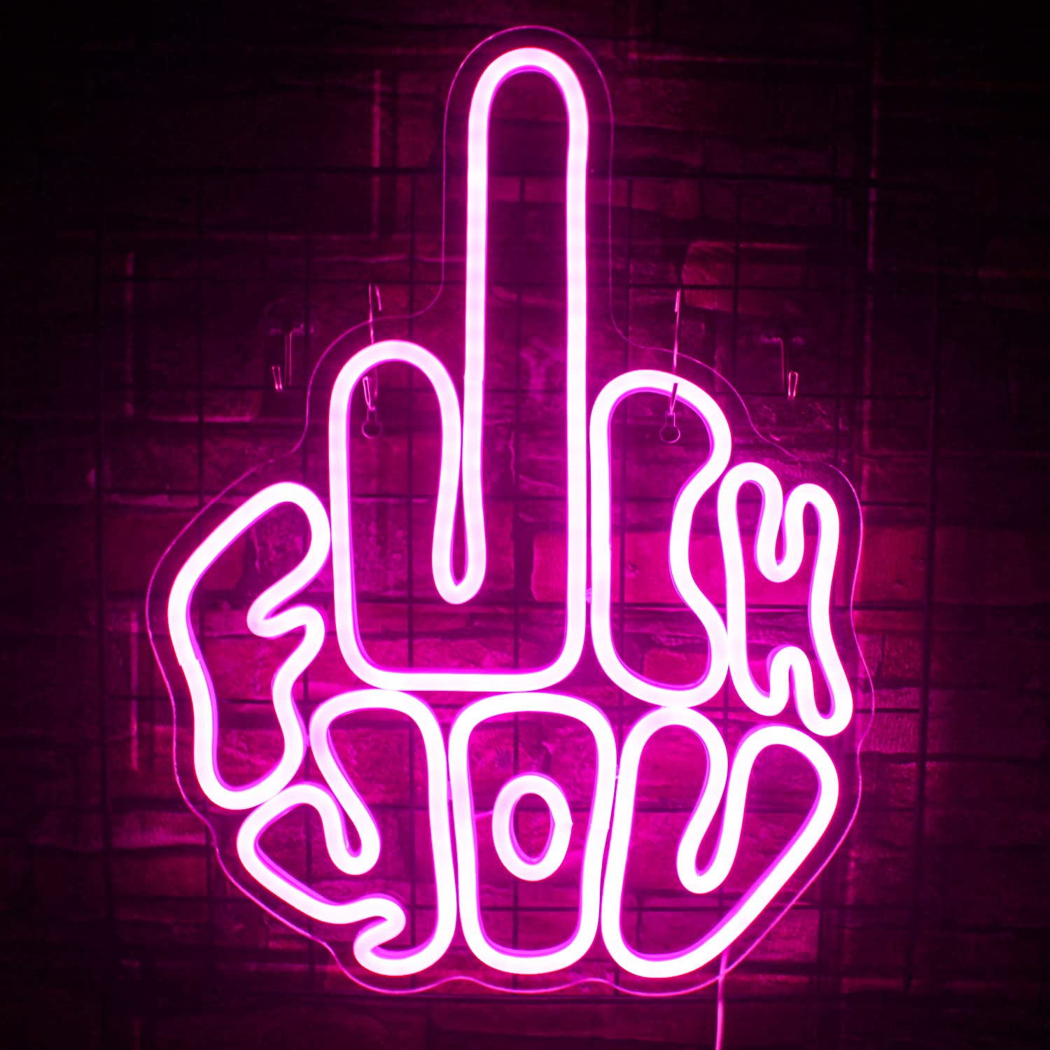 FAXFSIGN Neon Wall Light Sign - Pink LED Gesture Design, 40cm x 30cm, USB Powered, Ideal for Bedroom, Party, Pub, Game Zone Decor