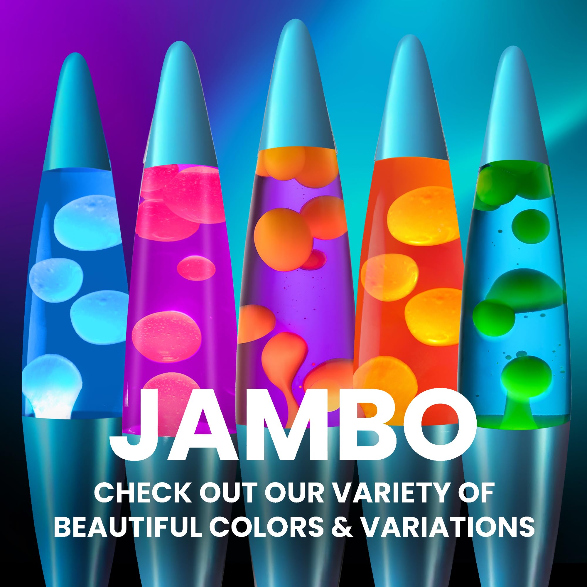 Jambo Liquid Motion Lamp - 16" Glass Lava Lamp with Blue Base, Blue Liquid, Yellow Wax - Fun for All Ages