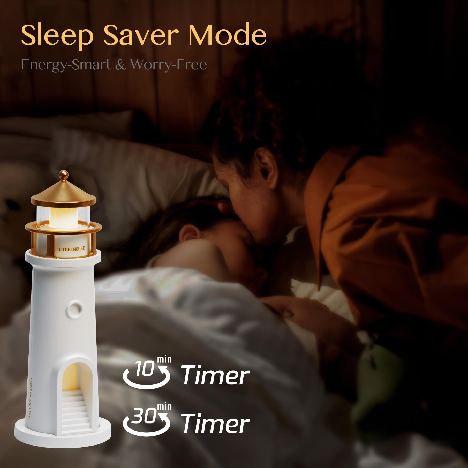 AEMYNOUZ Wireless Moon Lamp Projector Night Light, Remote Control, Dimmable, LED Table Lamp, White & Gold, Model LN-03