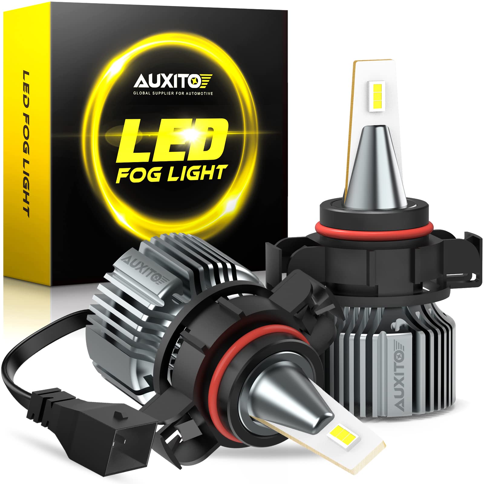 AUXITO PSX24W LED Fog Light Bulbs, 6500K Cool White, 4000LM Bright, Aluminum, Pack of 2