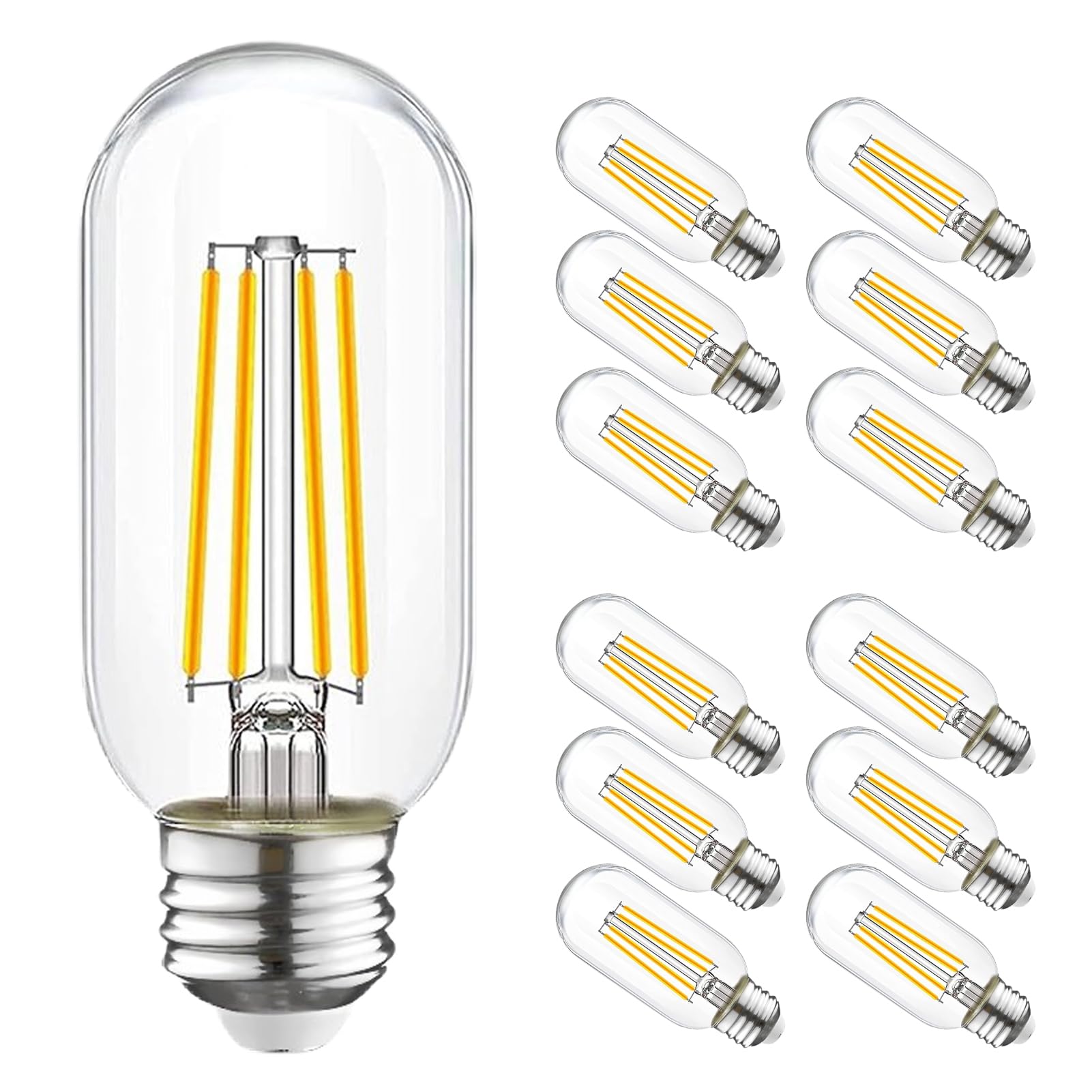 Winsaled T45 Dimmable E26 Led Bulb 60 Watt Equivalent,Vintage E26 Edison Bulbs,Tubular Clear Decorative Light Bulb,2700K Led Lig