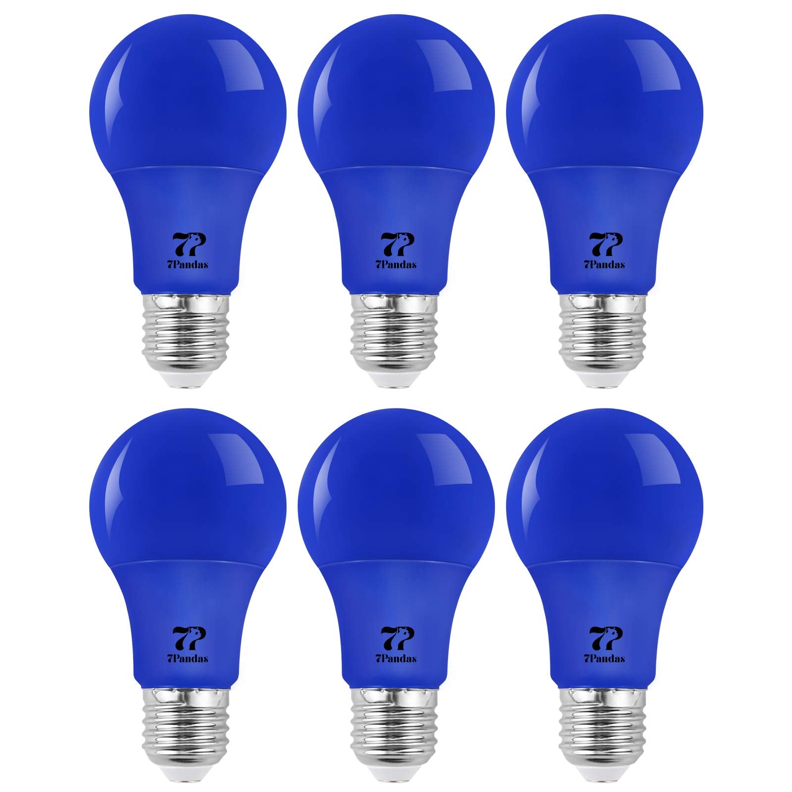 7Pandas A19 Led Blue Light Bulbs, 5W (40W Equivalent) Led Colored Light Bulb E26 Base For Outdoor Porch, Christmas Decoration, P