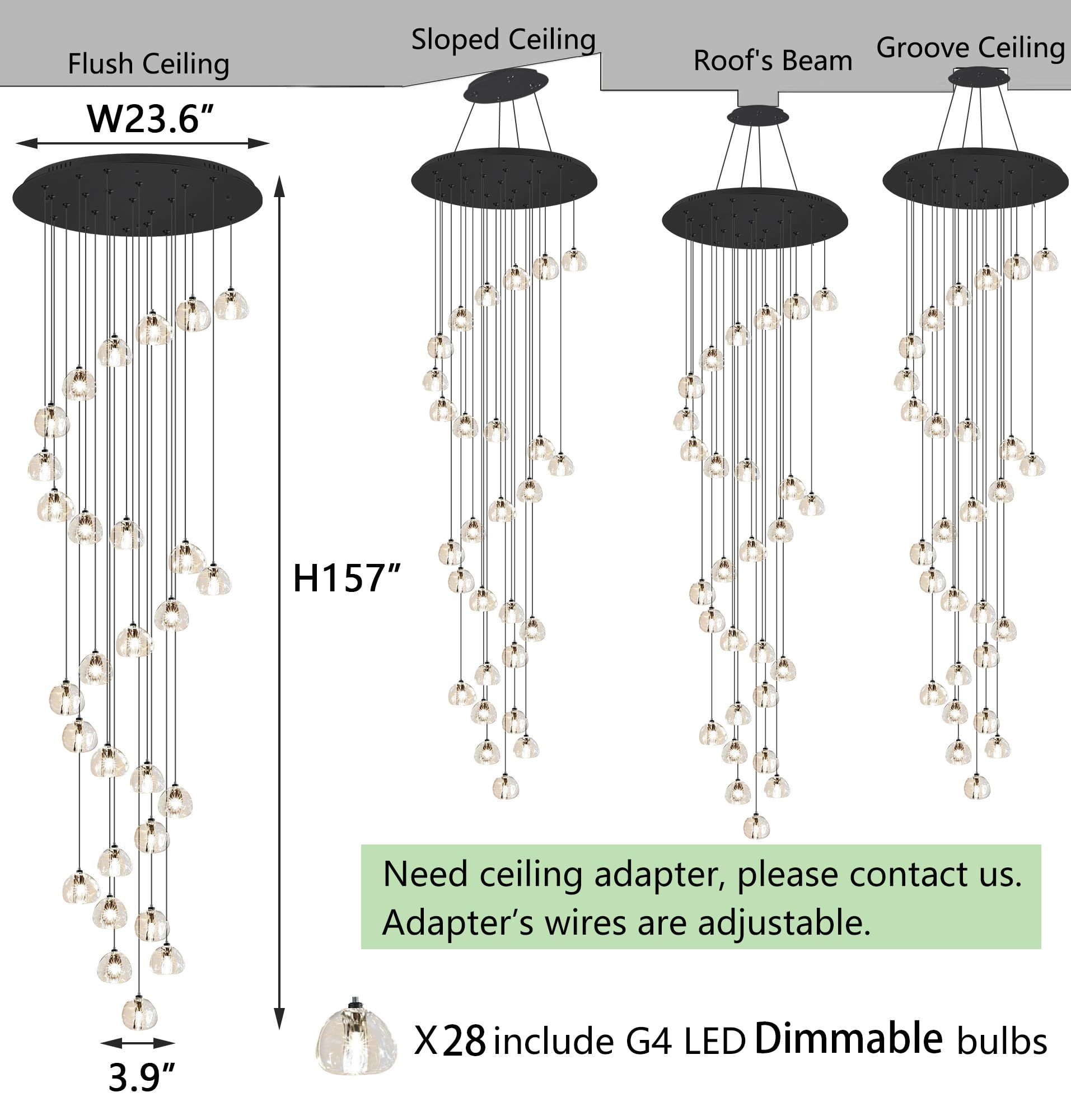 Haixiang 13Ft Modern Led Chandeliers For Entryway Living Room Long Light High Ceiling Dining Room Light Dimmable Pendant Lightin
