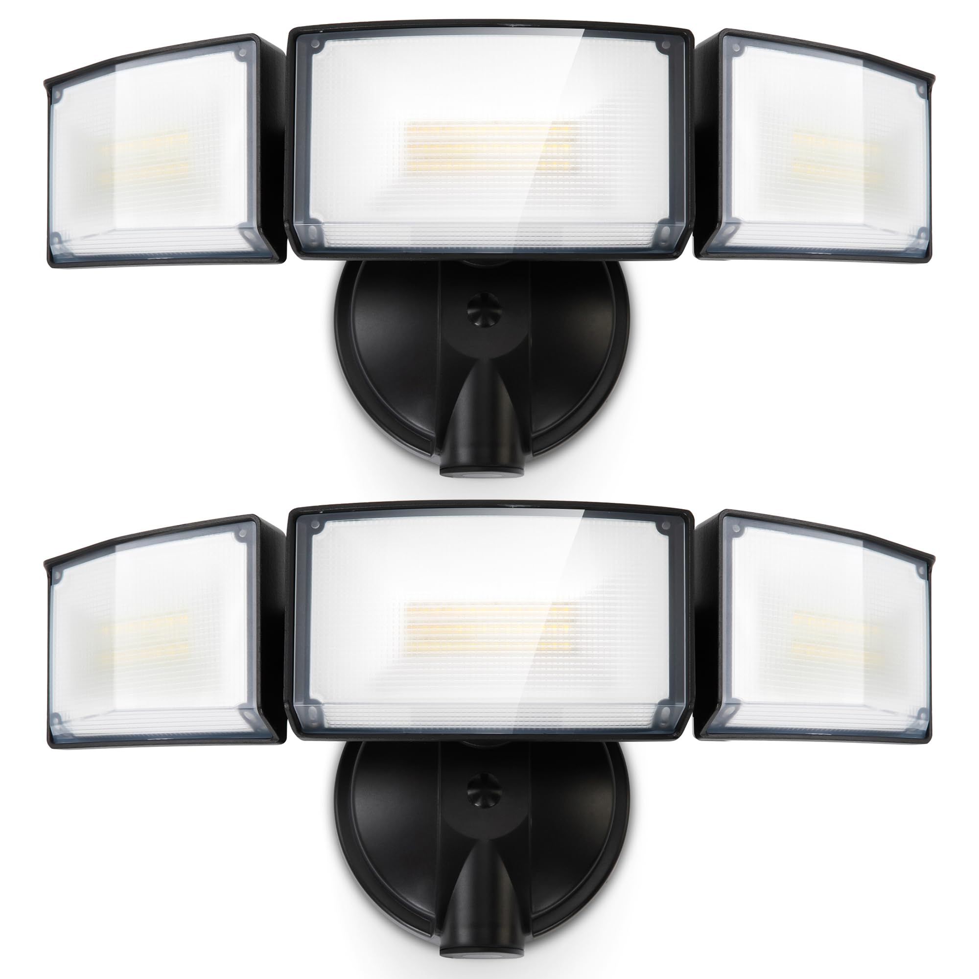 LUTEC 75W 8000 Lumen Floods Light Outdoor  Switch Controlled LED Security Lights with 3 Adjustable Heads  5000K Daylight  IP65 Waterproof Exterior Flood Light for Garage  Yard  Patio (Black) - 2 Pack