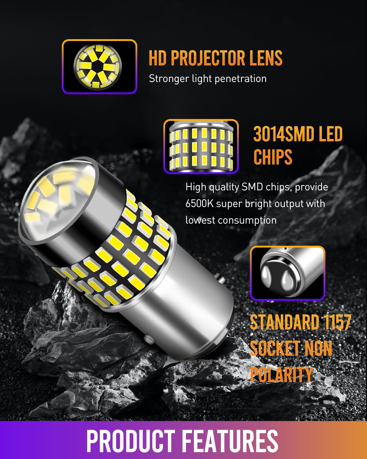 Luyed 2 X 900 Lumens Super Bright 1157 3014 78-Ex Chipsets 1157 2057 2357 7528 Led Bulbs Used For Tail Lights,Brake Lights And Turn Signal Lights,Red